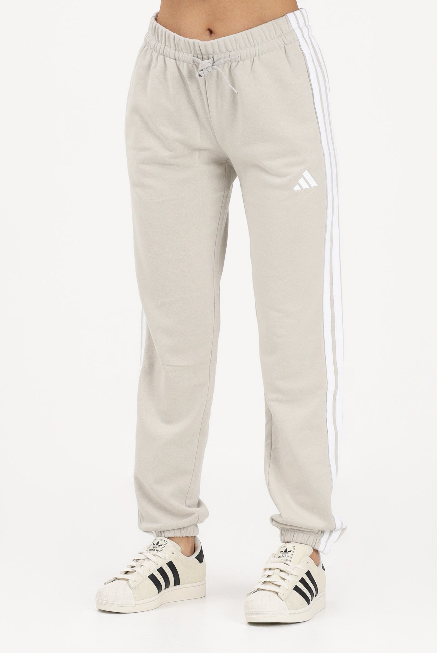 ADIDAS PERFORMANCE Pantalone sportivo Essentials 3-Stripes French Terry Cuffed beige da donna JE0049 . ADIDAS PERFORMANCE