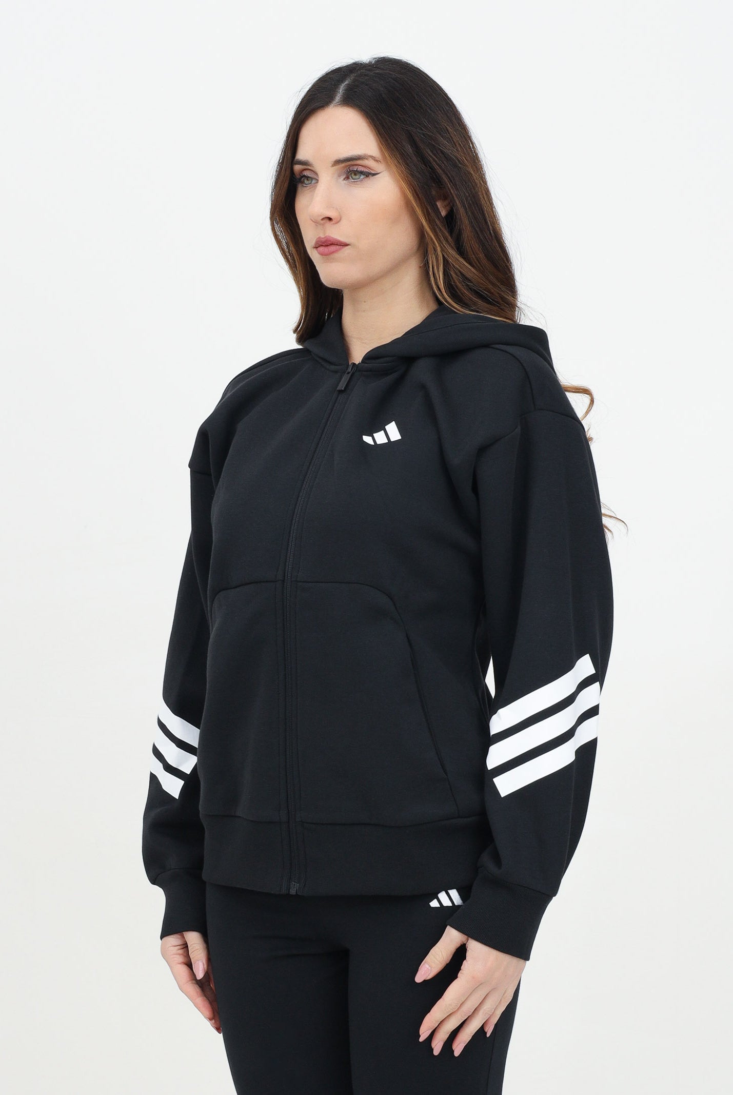 ADIDAS PERFORMANCE Felpa con zip Future Icons 3-Stripes nera da donna JE0171 . ADIDAS PERFORMANCE