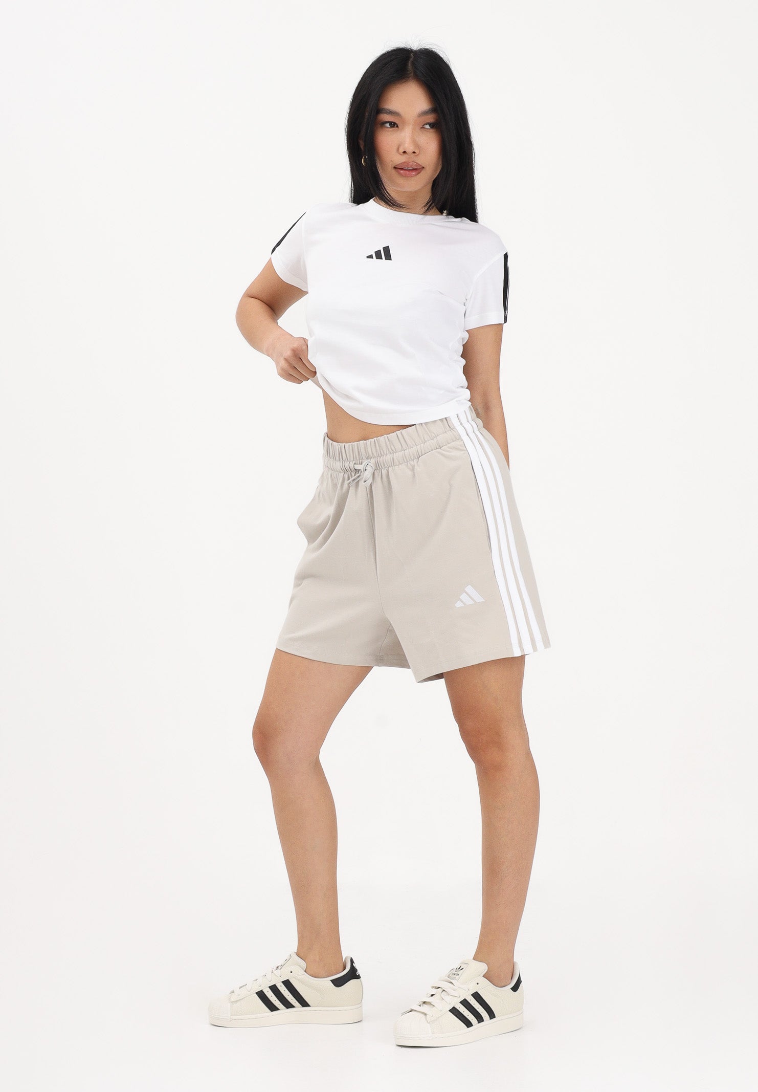 ADIDAS PERFORMANCE Shorts Essentials 3-Stripes beige da donna JE1195 . ADIDAS PERFORMANCE