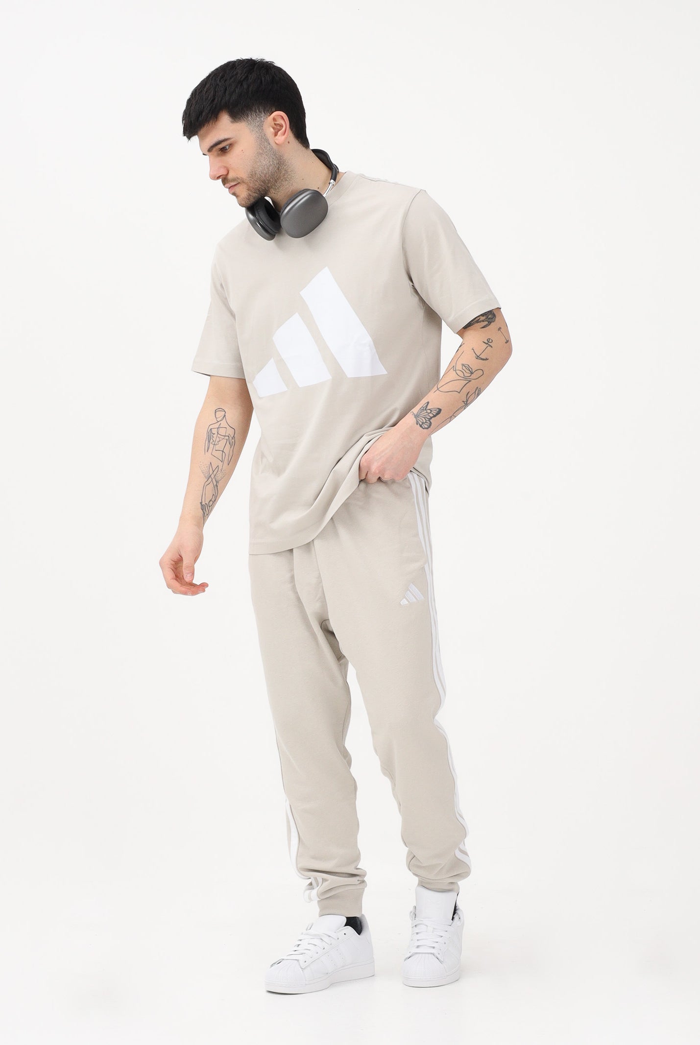 ADIDAS PERFORMANCE Pantalone sportivo ESSENTIALS THREE STRIPES FRENCH TERRY beige da uomo JE6353 . ADIDAS PERFORMANCE
