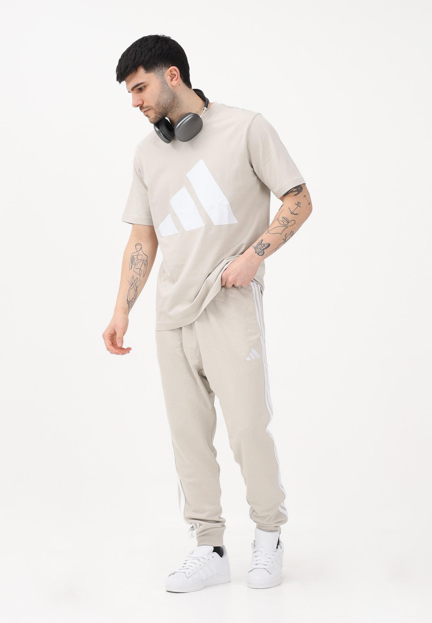 ADIDAS PERFORMANCE Pantalone sportivo ESSENTIALS THREE STRIPES FRENCH TERRY beige da uomo JE6353 . ADIDAS PERFORMANCE