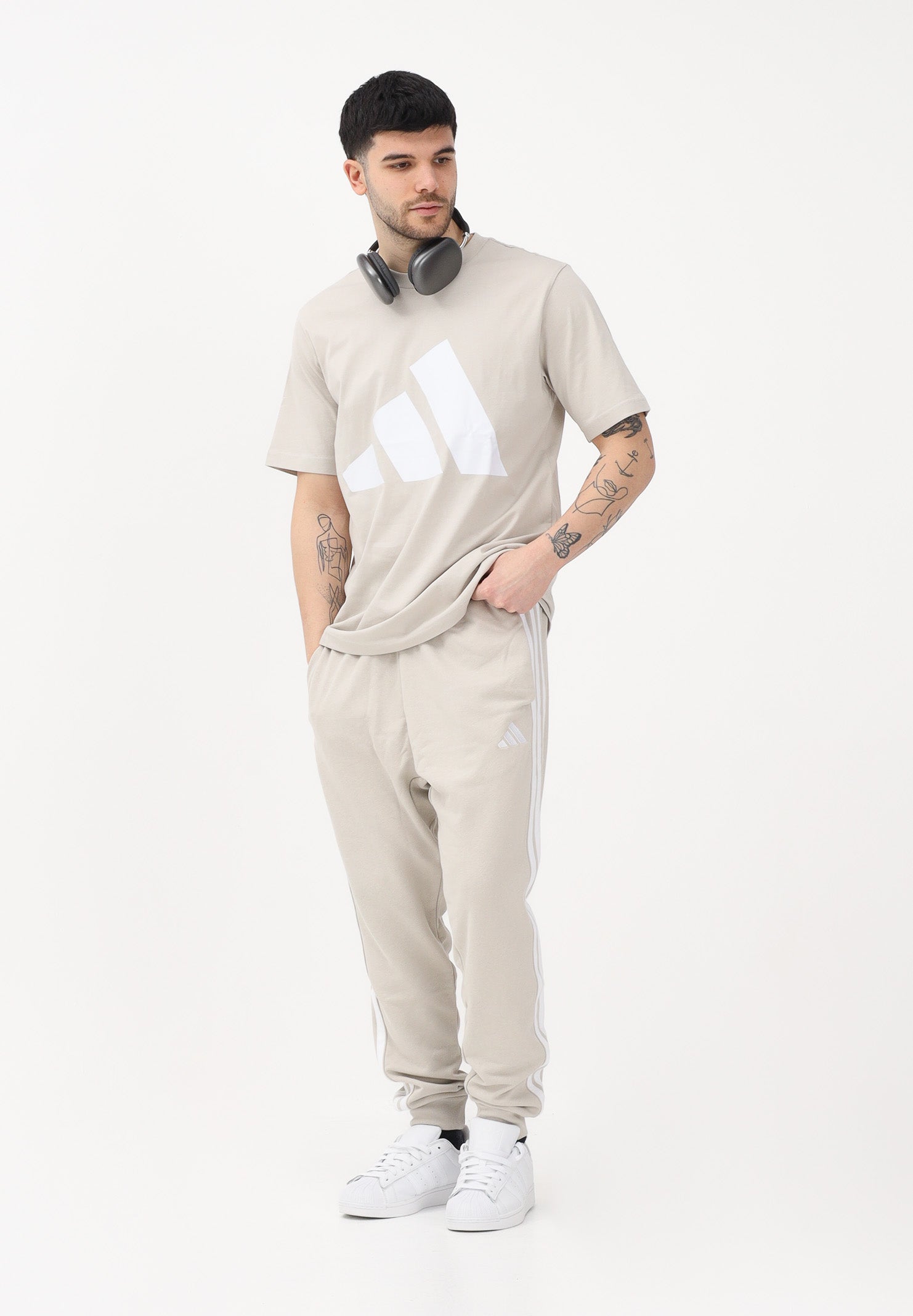 ADIDAS PERFORMANCE Pantalone sportivo ESSENTIALS THREE STRIPES FRENCH TERRY beige da uomo JE6353 . ADIDAS PERFORMANCE