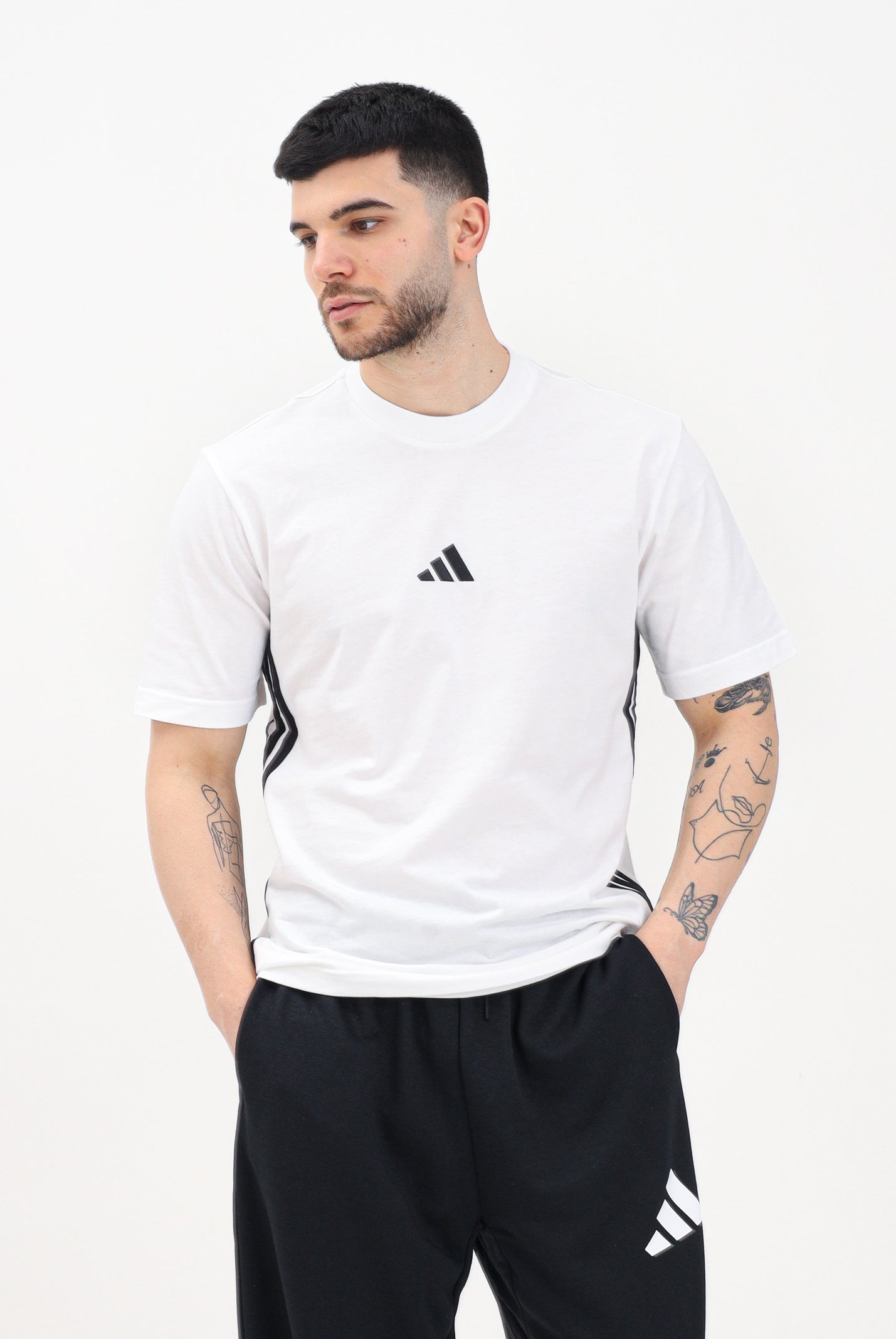ADIDAS PERFORMANCE T-shirt a manica corta Essentials 3-Stripes Single Jersey bianca da uomo JE6388 . ADIDAS PERFORMANCE