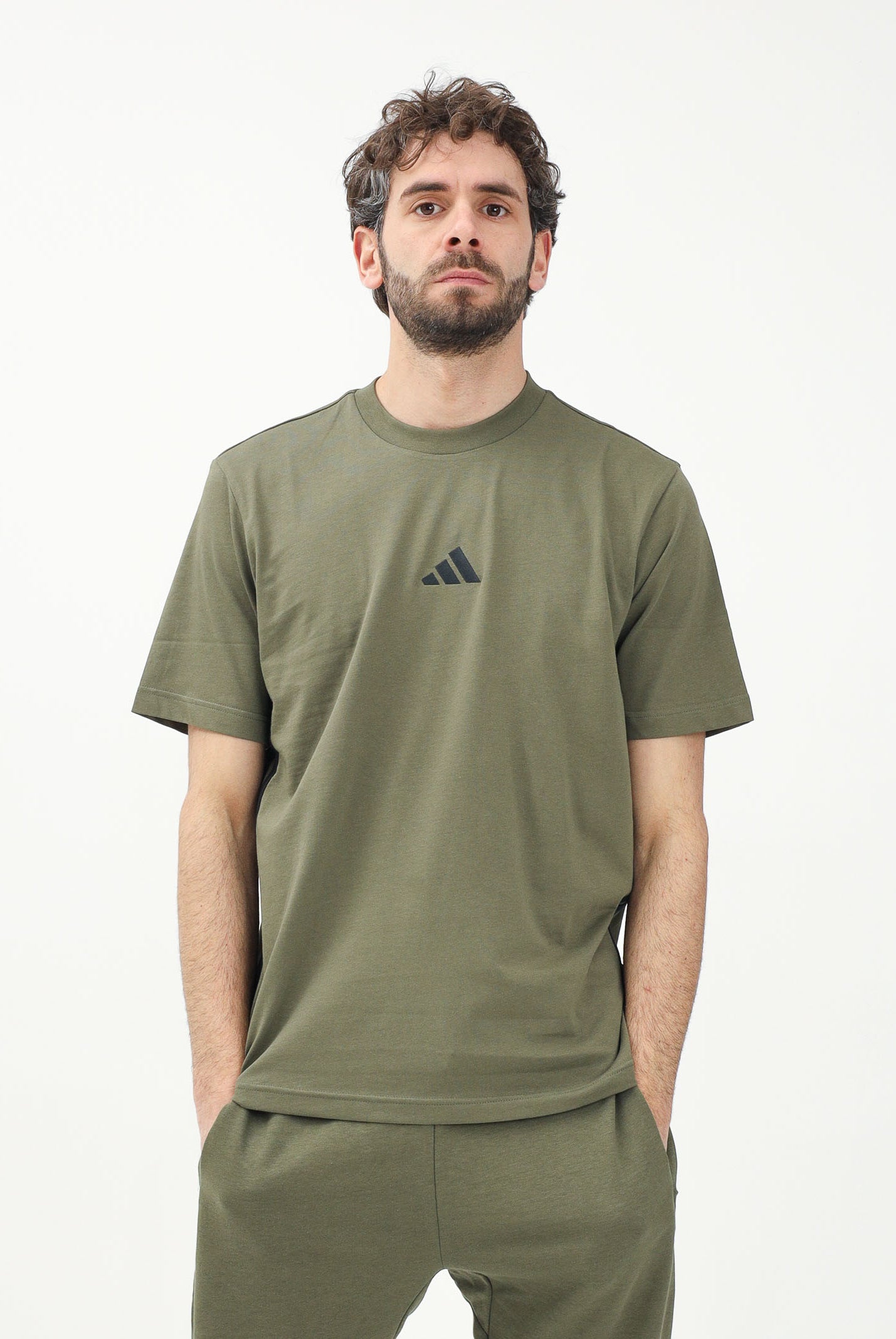 ADIDAS PERFORMANCE T-shirt a manica corta Essentials 3-Stripes verde da uomo JE6391 . ADIDAS PERFORMANCE
