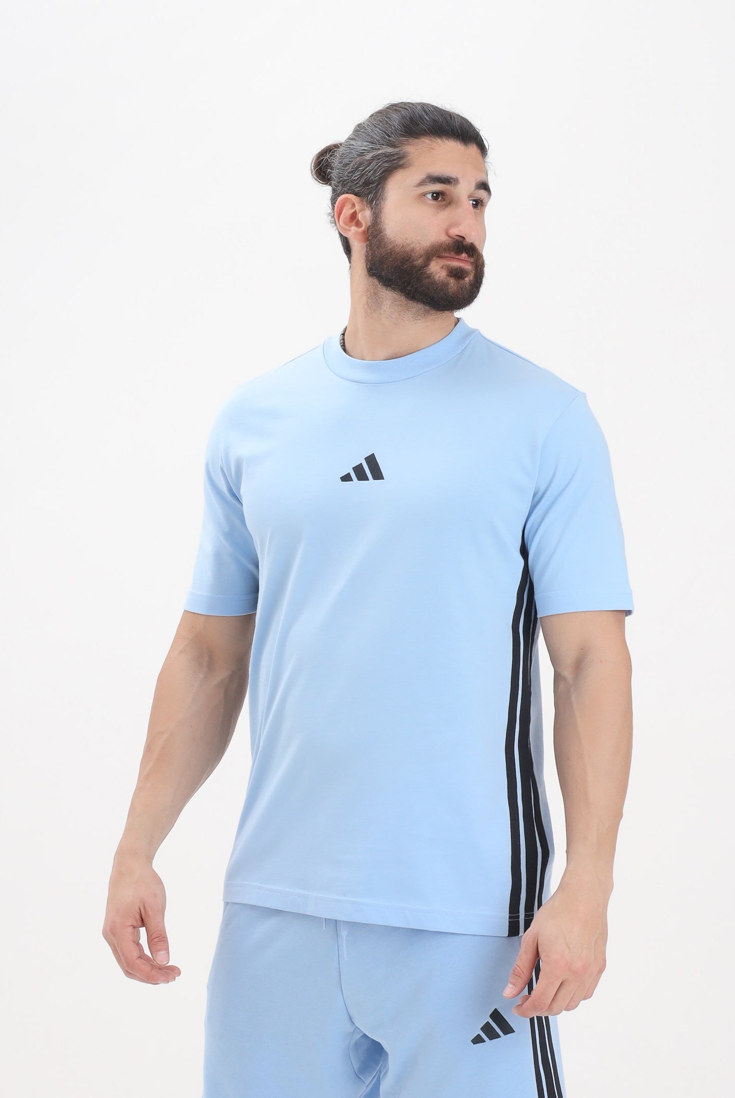 ADIDAS PERFORMANCE T-shirt a manica corta Essentials 3-Stripes Single Jersey azzurra da uomo JE6397 . ADIDAS PERFORMANCE