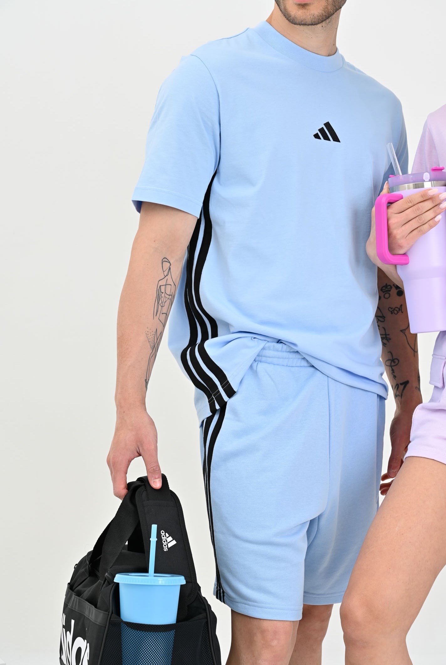 ADIDAS PERFORMANCE T-shirt a manica corta Essentials 3-Stripes Single Jersey azzurra da uomo JE6397 . ADIDAS PERFORMANCE