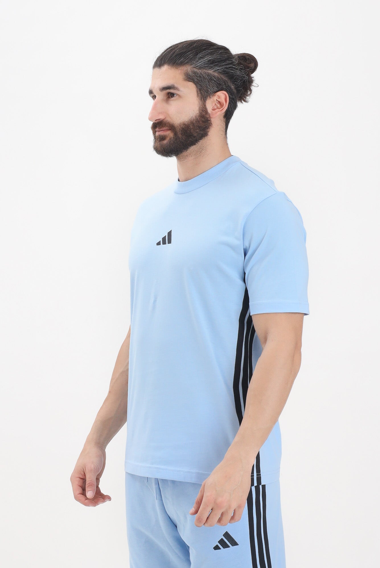 ADIDAS PERFORMANCE T-shirt a manica corta Essentials 3-Stripes Single Jersey azzurra da uomo JE6397 . ADIDAS PERFORMANCE