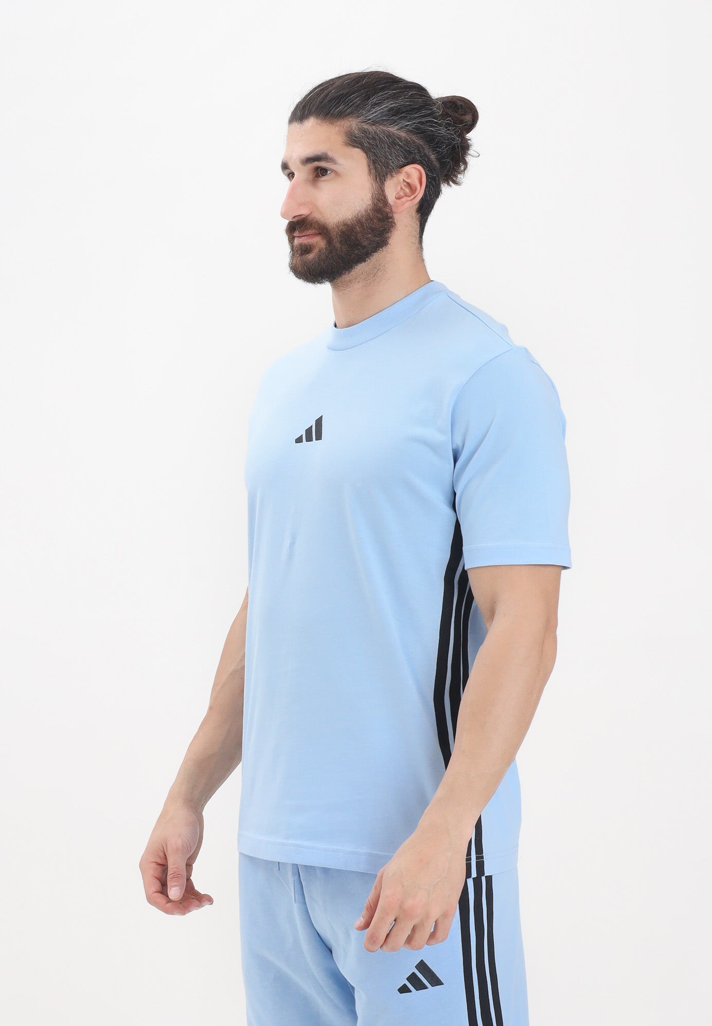 ADIDAS PERFORMANCE T-shirt a manica corta Essentials 3-Stripes Single Jersey azzurra da uomo JE6397 . ADIDAS PERFORMANCE