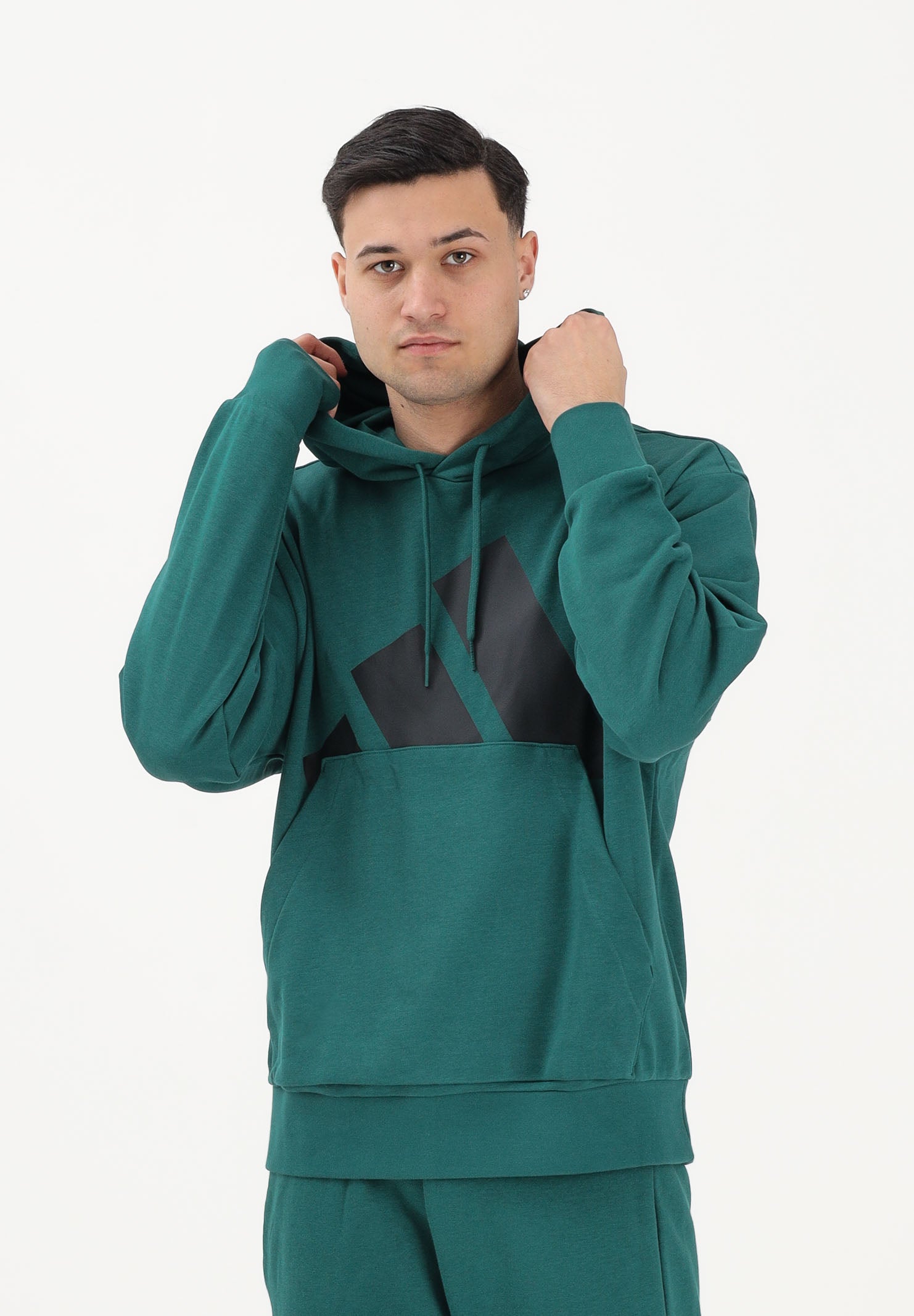 ADIDAS PERFORMANCE Felpa con cappuccio Essentials Big Logo verde da uomo JE8896 . ADIDAS PERFORMANCE
