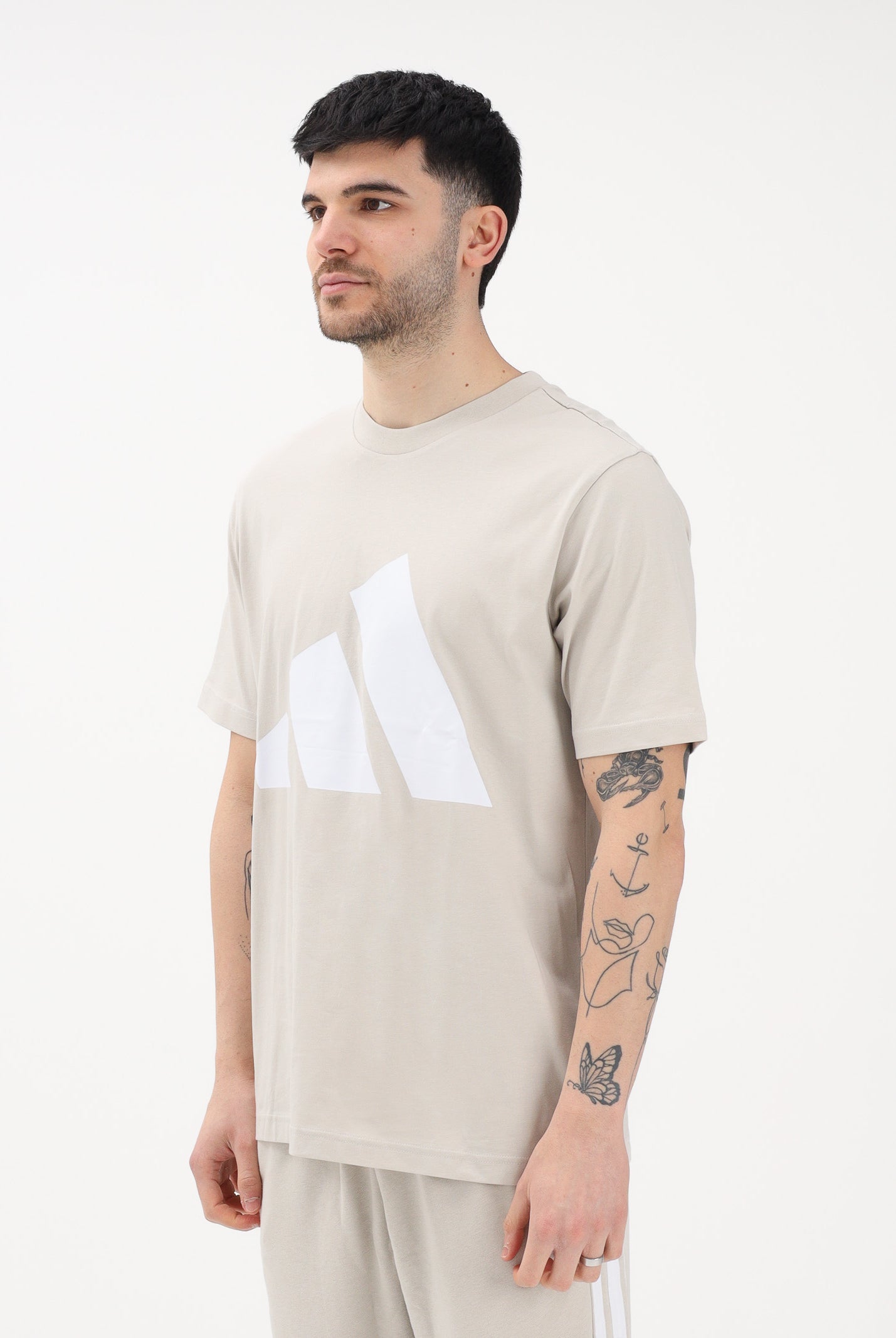 ADIDAS PERFORMANCE T-shirt a manica corta Essentials Big Logo beige da uomo JE8933 . ADIDAS PERFORMANCE