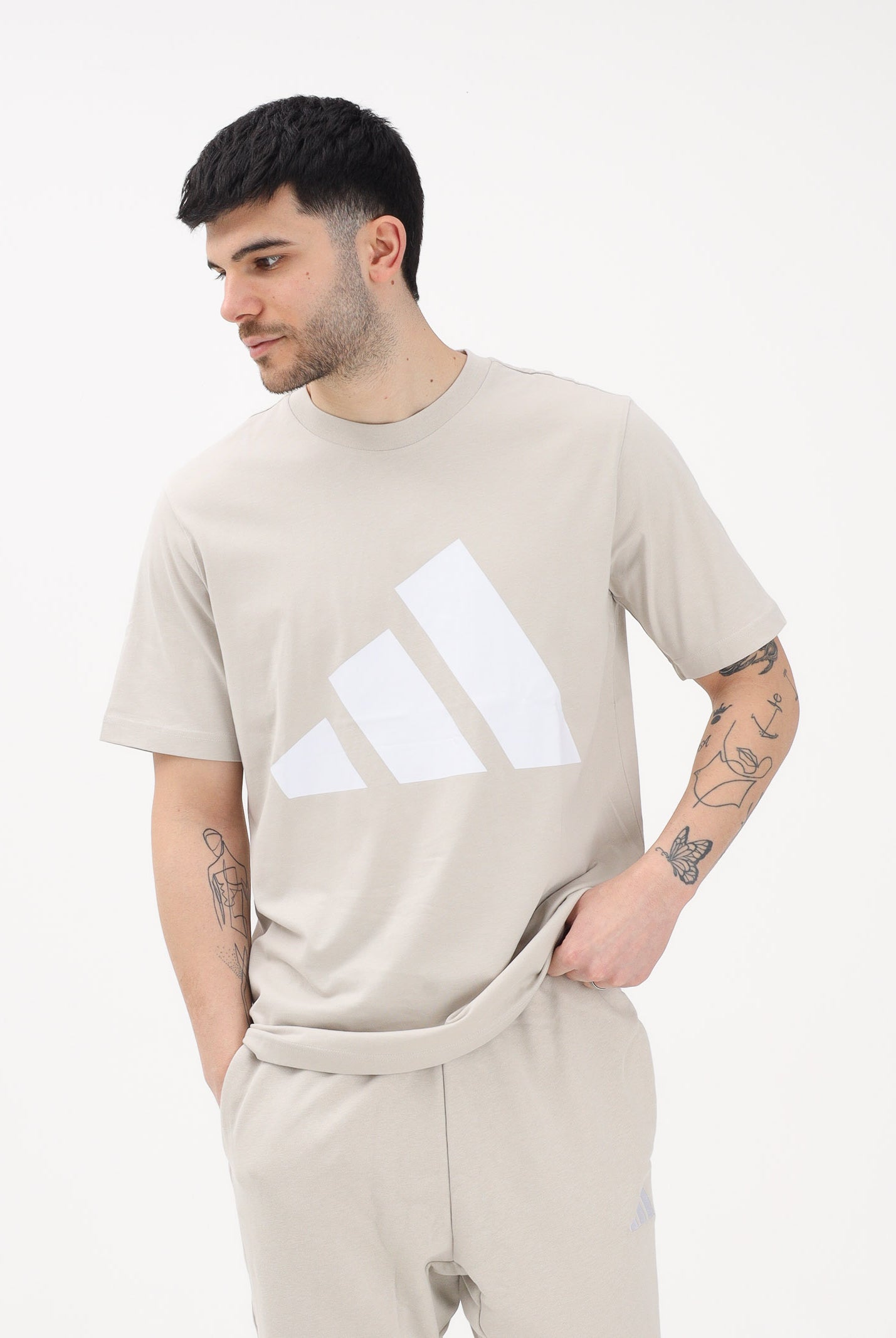 ADIDAS PERFORMANCE T-shirt a manica corta Essentials Big Logo beige da uomo JE8933 . ADIDAS PERFORMANCE