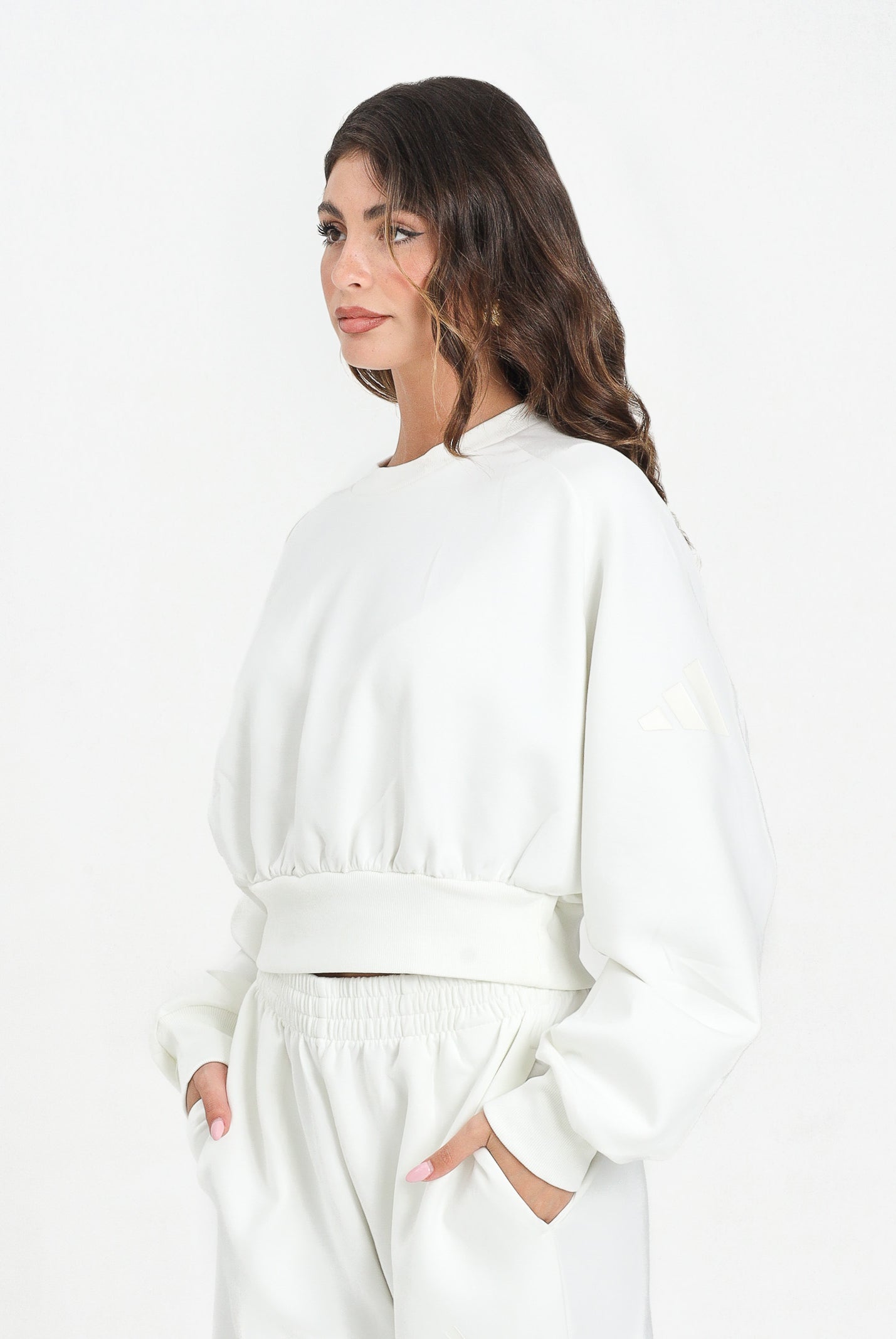 ADIDAS PERFORMANCE Felpa girocollo Soft Lux Loose bianca da donna JV9893 . ADIDAS PERFORMANCE