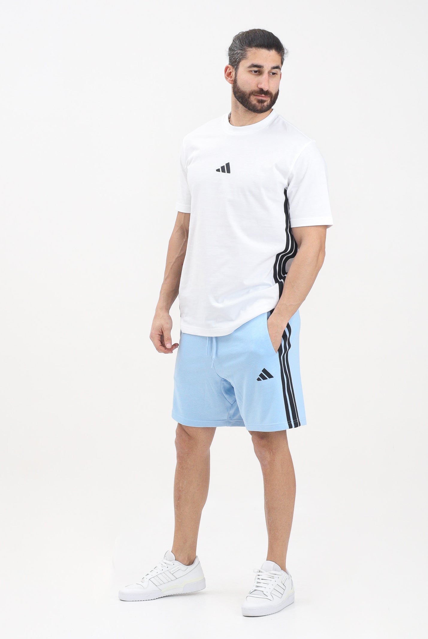 ADIDAS PERFORMANCE Shorts sportivo Train Essentials Piqué 3-Stripes azzurro da uomo JW1890 . ADIDAS PERFORMANCE