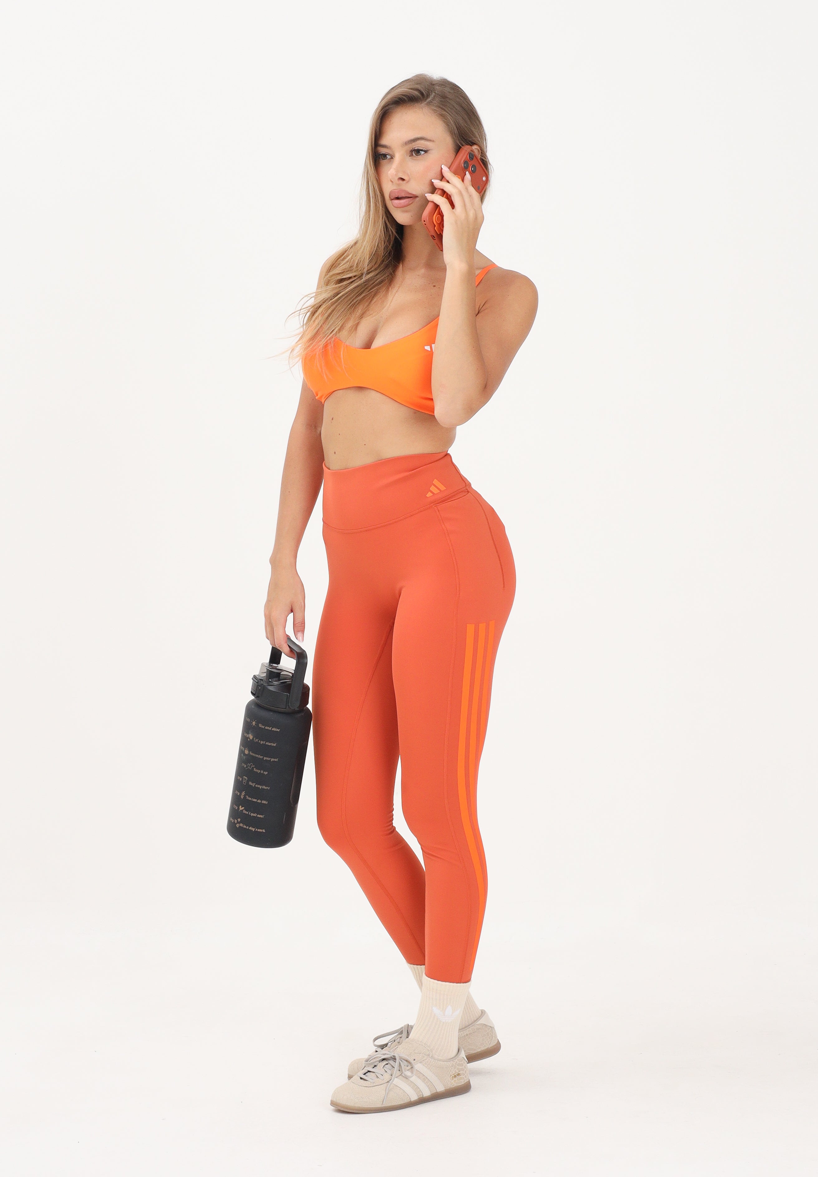 ADIDAS PERFORMANCE Leggings Optime 3-Stripes arancione da donna JZ1058 . ADIDAS PERFORMANCE