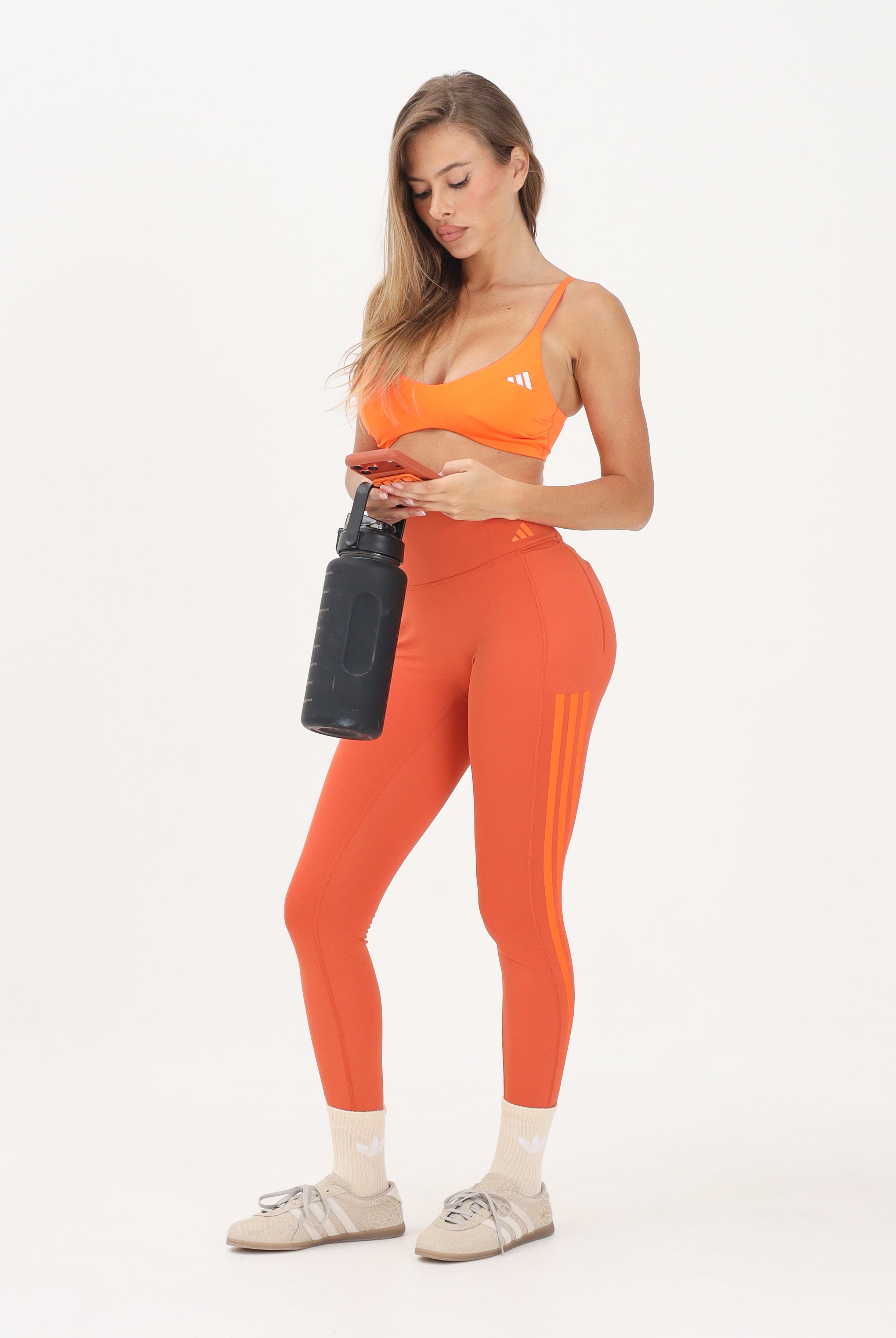 ADIDAS PERFORMANCE Leggings Optime 3-Stripes arancione da donna JZ1058 . ADIDAS PERFORMANCE