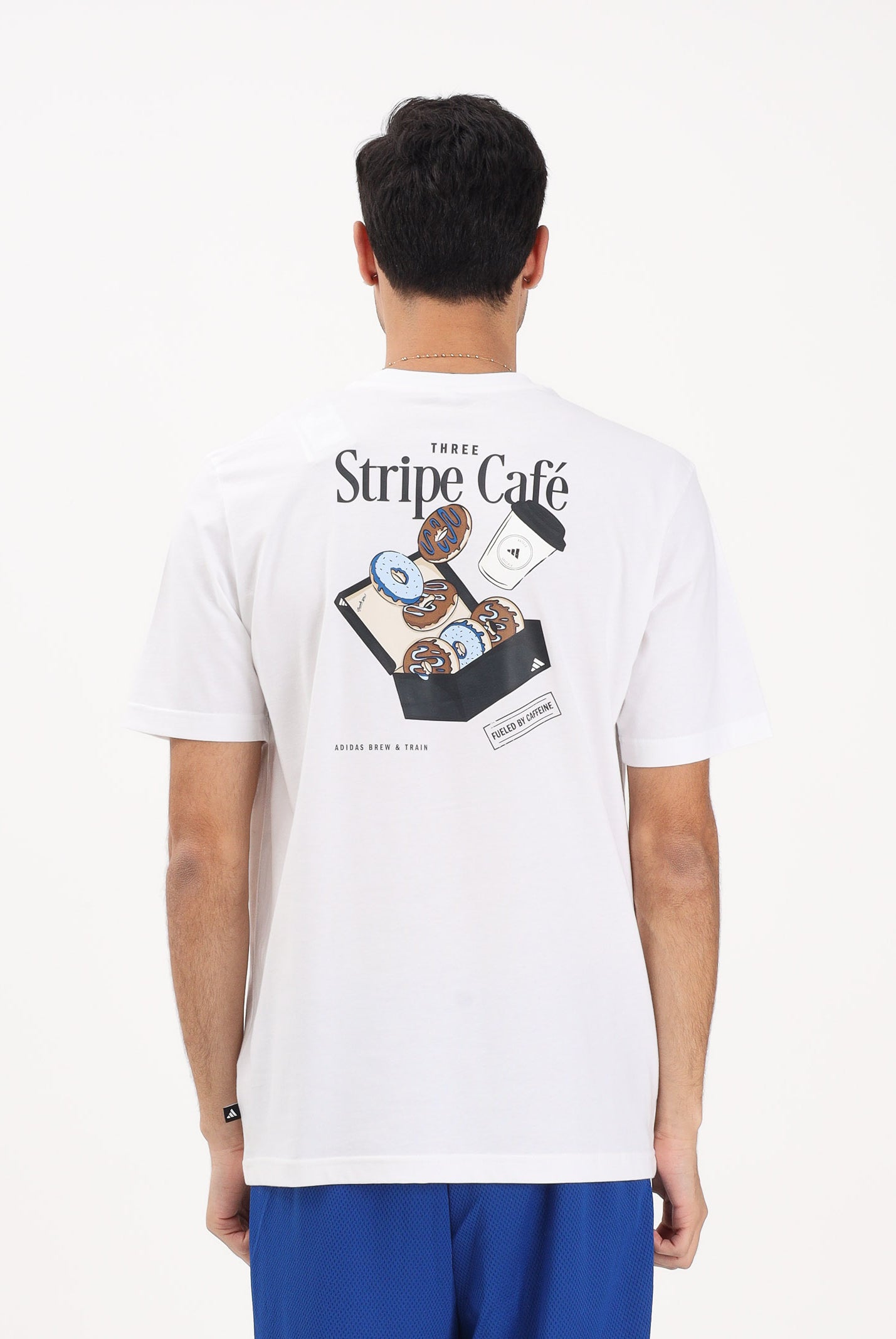 ADIDAS PERFORMANCE T-shirt a manica corta Coffee Cafe Donut Box Graphic bianca da uomo KB2500 . ADIDAS PERFORMANCE