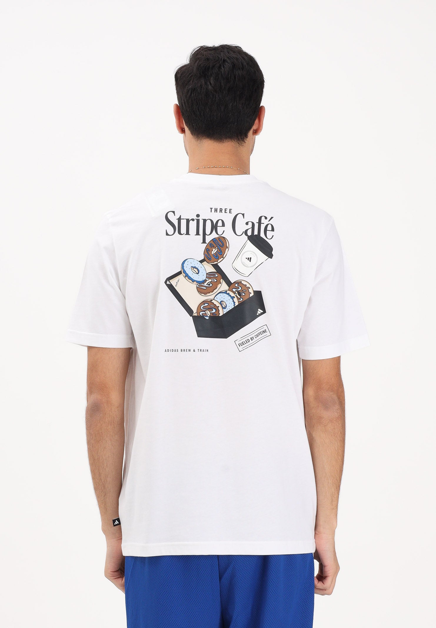 ADIDAS PERFORMANCE T-shirt a manica corta Coffee Cafe Donut Box Graphic bianca da uomo KB2500 . ADIDAS PERFORMANCE