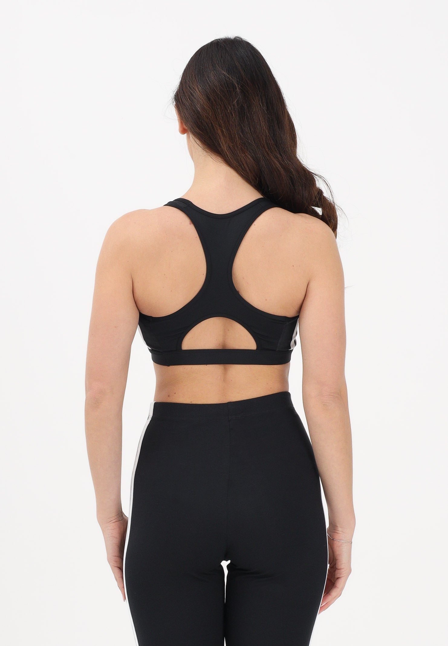 ADIDAS PERFORMANCE Top sportivo Optime Essentials Workout 3-Stripes Medium Support nero da donna KB4383 . ADIDAS PERFORMANCE