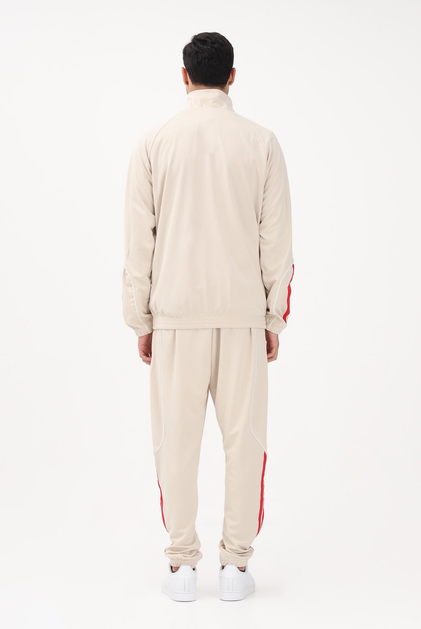 ADIDAS PERFORMANCE Tuta Stadium 3-Stripes beige e rossa da uomo KB6198 . ADIDAS PERFORMANCE