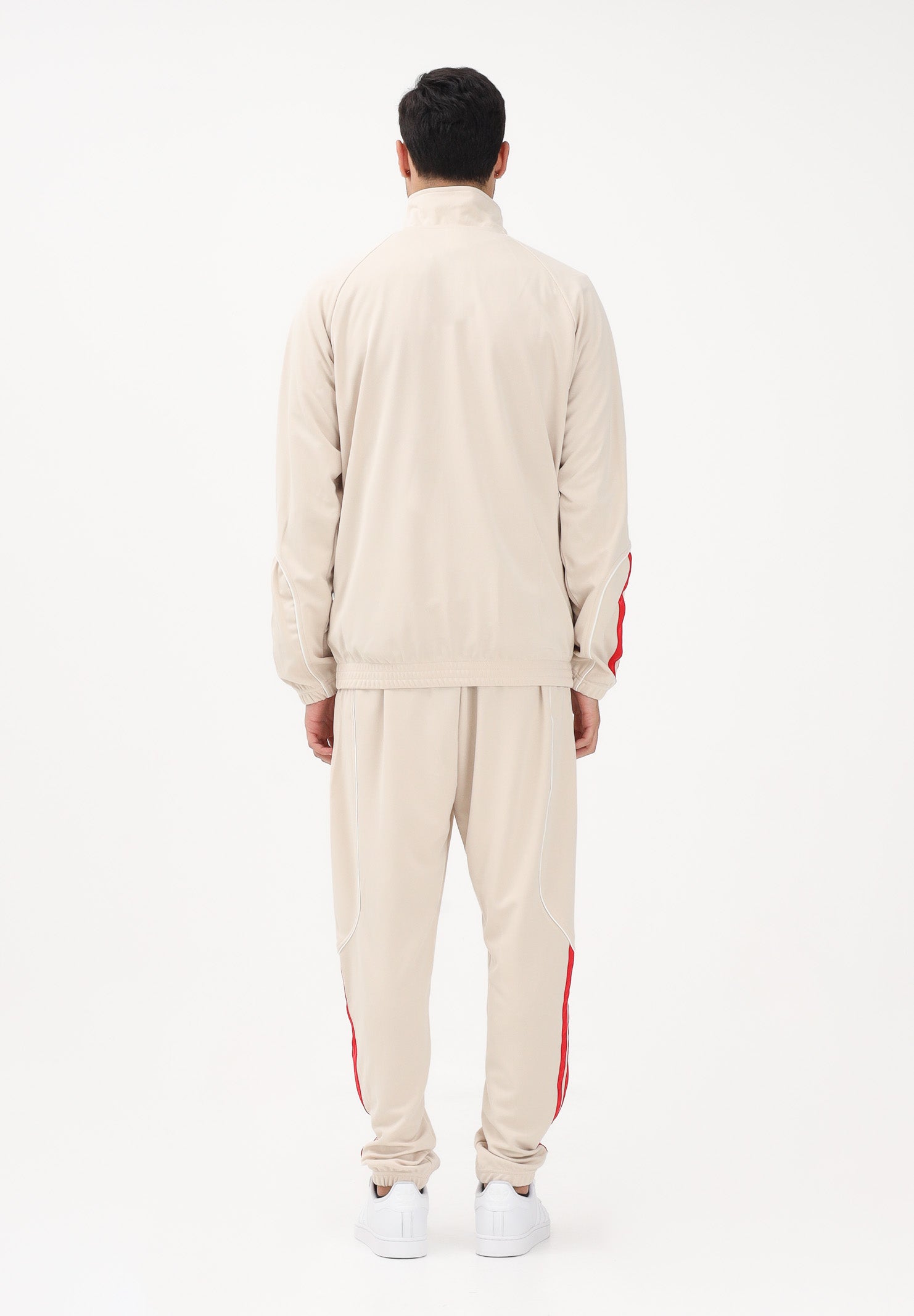 ADIDAS PERFORMANCE Tuta Stadium 3-Stripes beige e rossa da uomo KB6198 . ADIDAS PERFORMANCE