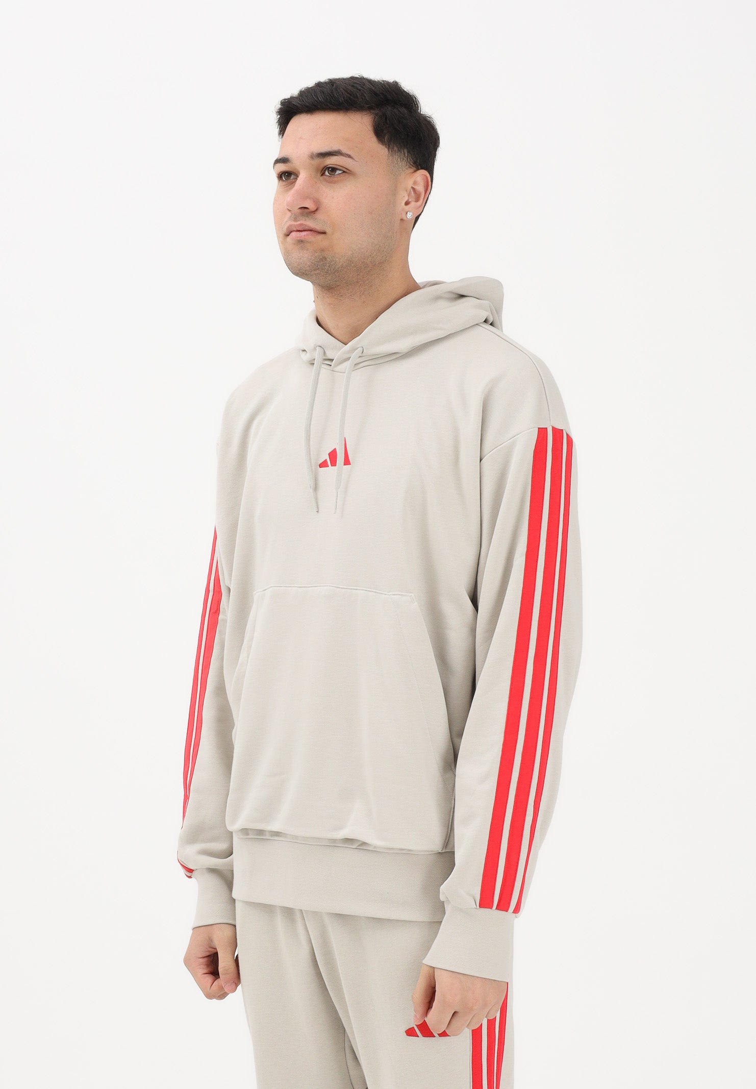 ADIDAS PERFORMANCE Felpa con cappuccio Essentials 3-Stripes beige da uomo KC0895 . ADIDAS PERFORMANCE