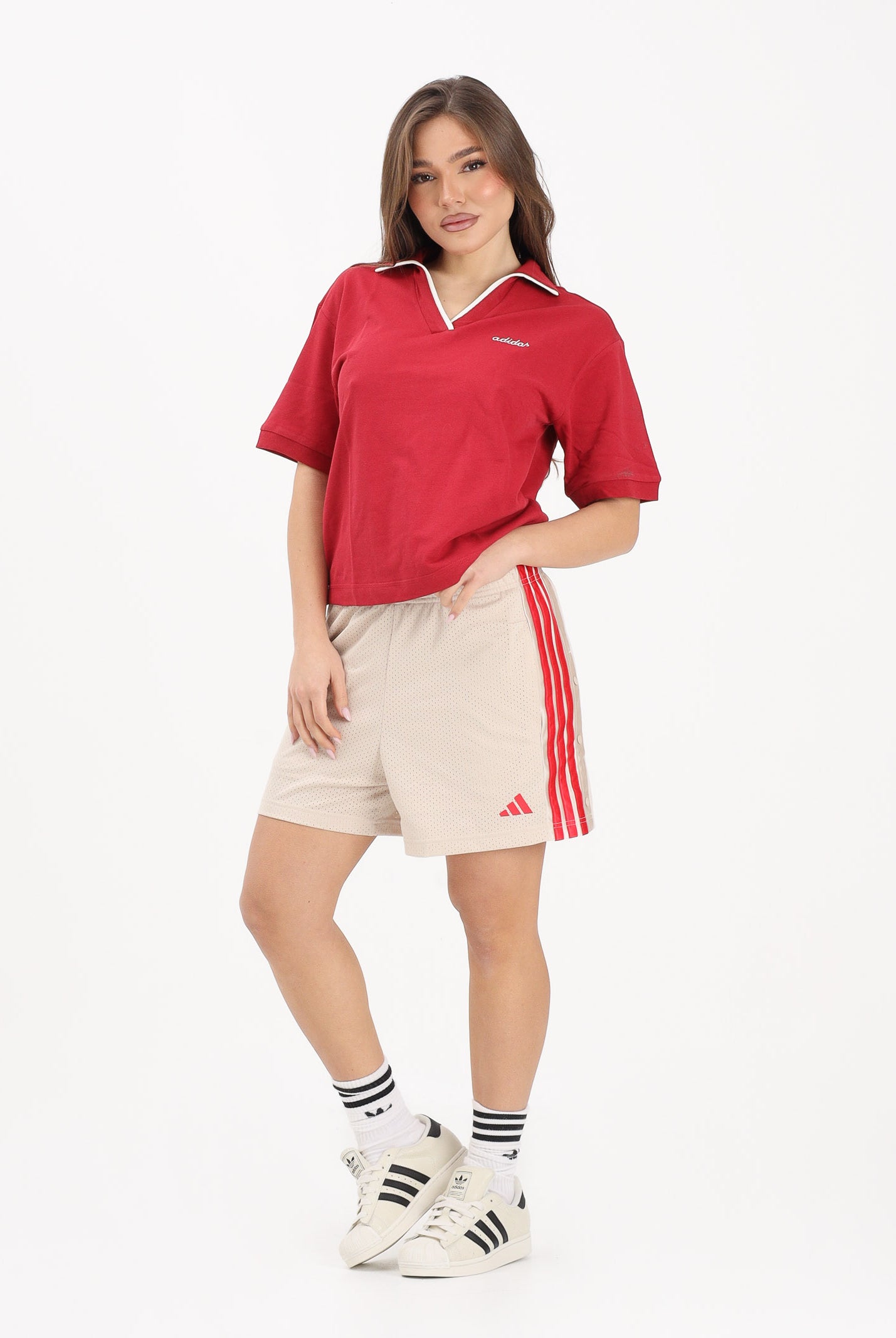 ADIDAS PERFORMANCE Shorts sportivo Stadium Mesh beige e rossa da donna KC4986 . ADIDAS PERFORMANCE