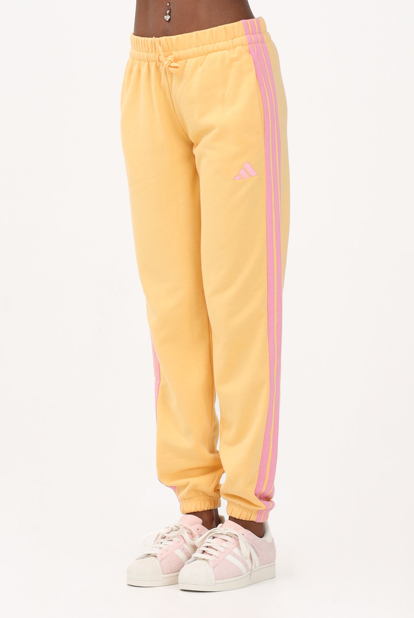 ADIDAS PERFORMANCE Pantalone sportivo ESSENTIALS 3-STRIPES FRENCH TERRY CUFFED arancione e rosa da donna KC5217 . ADIDAS PERFORMANCE