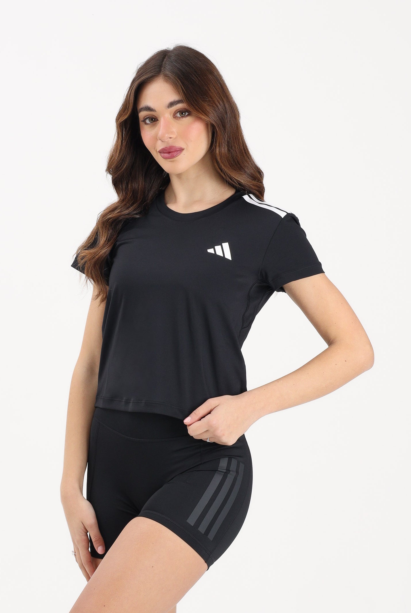 ADIDAS PERFORMANCE T-shirt a manica corta Hyperglam 3-Stripes nera da donna KC7639 . ADIDAS PERFORMANCE