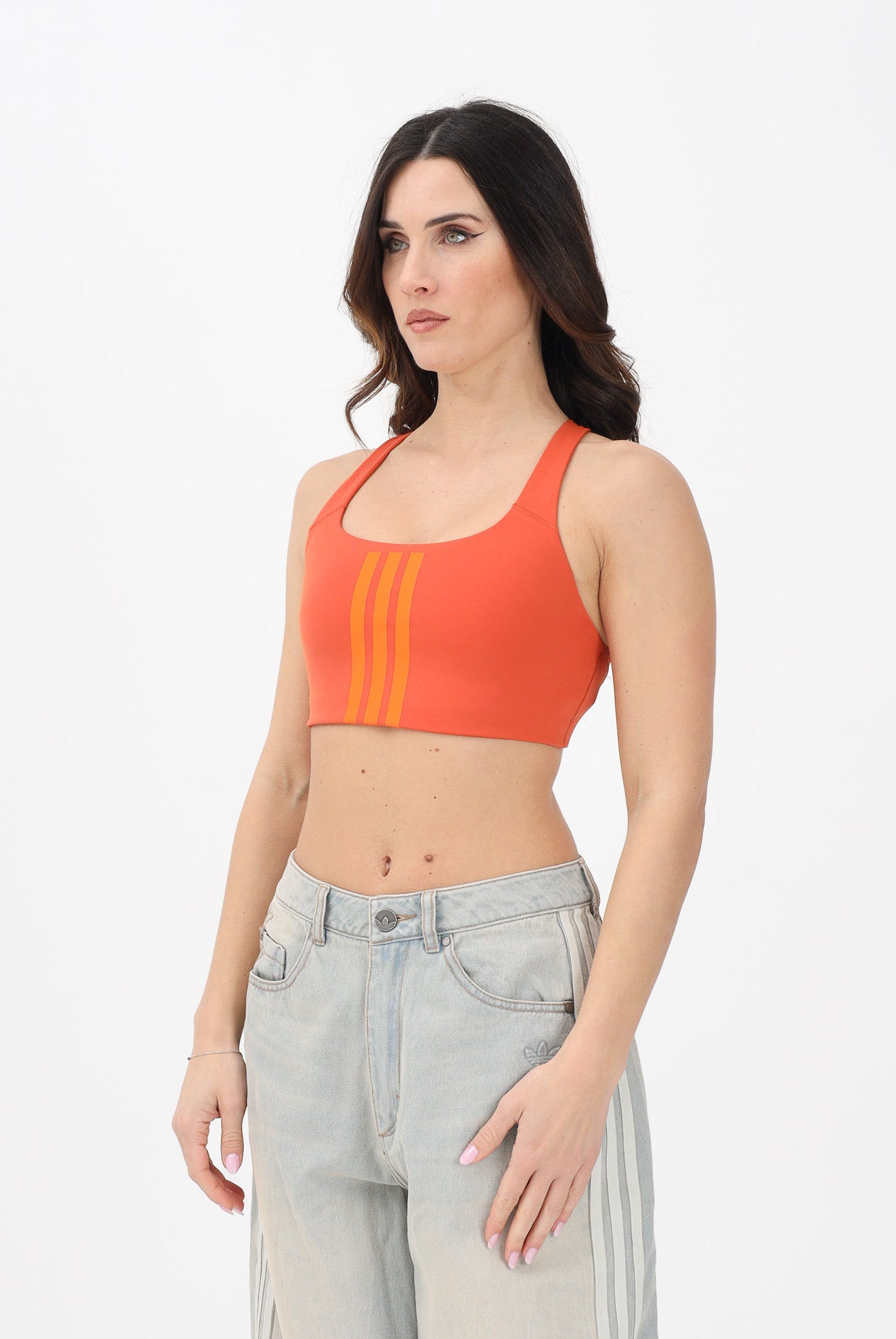 ADIDAS PERFORMANCE Top sportivo Workout 3-Stripes arancione da donna KD1527 . ADIDAS PERFORMANCE