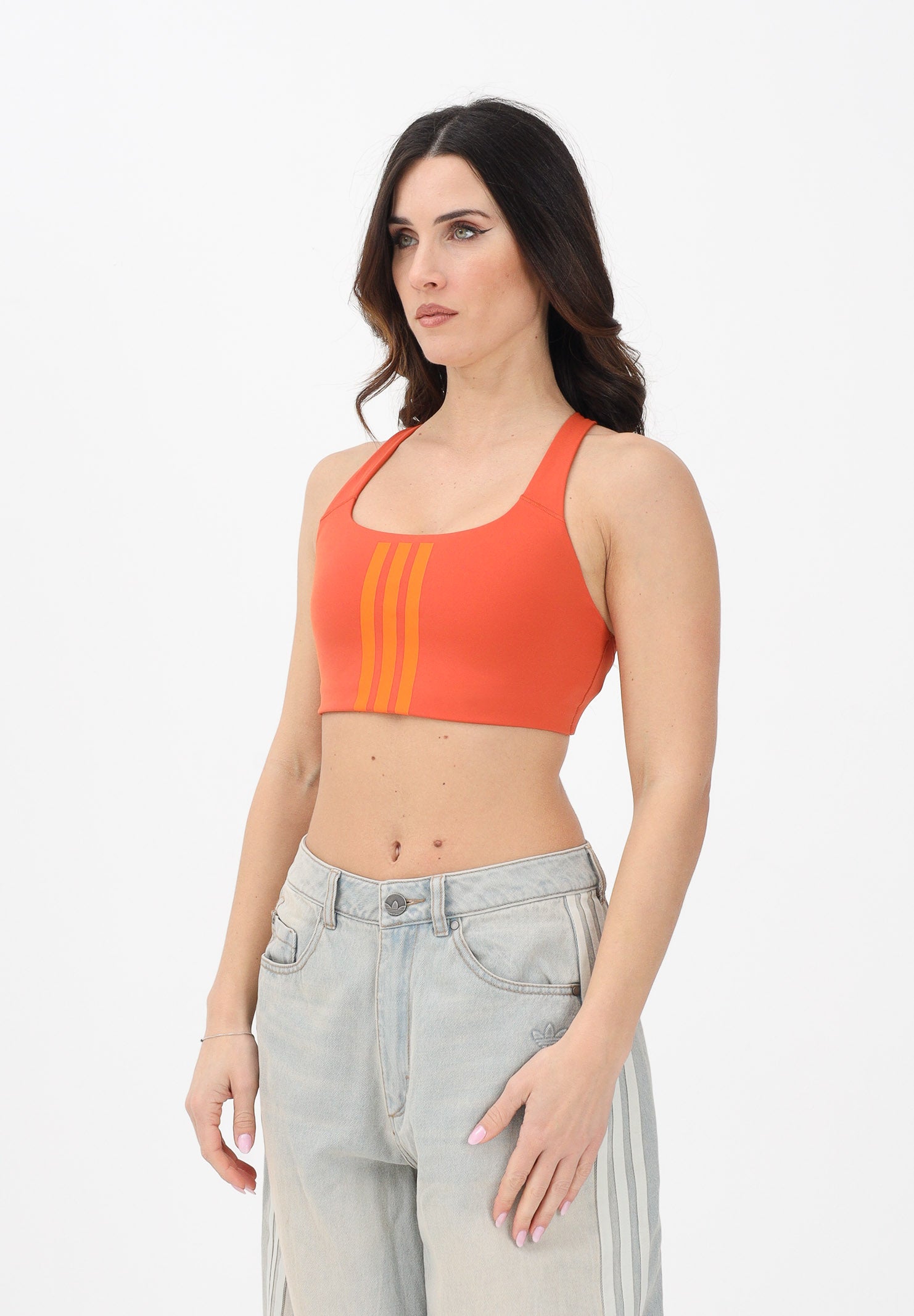 ADIDAS PERFORMANCE Top sportivo Workout 3-Stripes arancione da donna KD1527 . ADIDAS PERFORMANCE