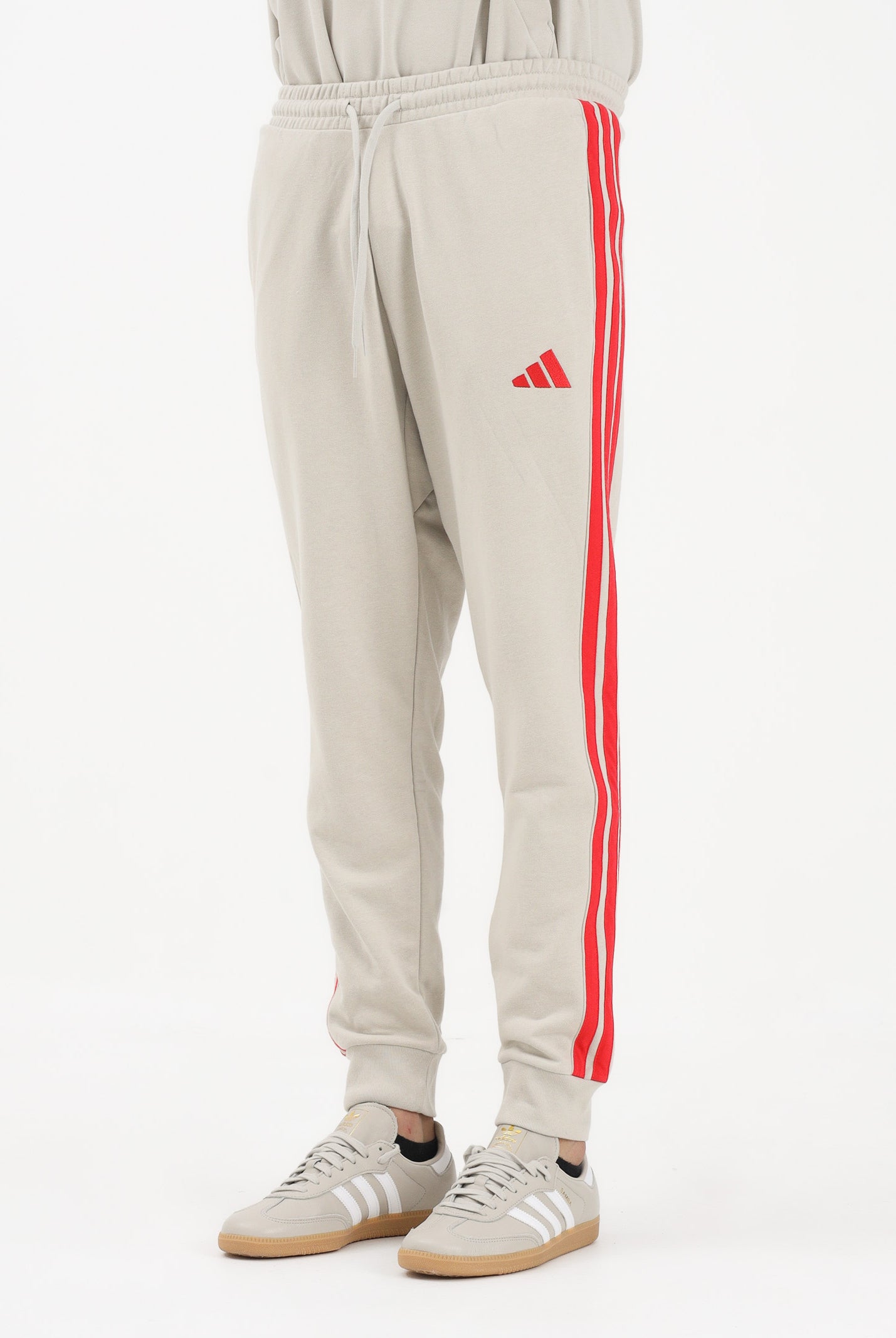 ADIDAS PERFORMANCE Pantalone sportivo Ess 3-Stripes French Terry beige e rosso da uomo KD4898 . ADIDAS PERFORMANCE