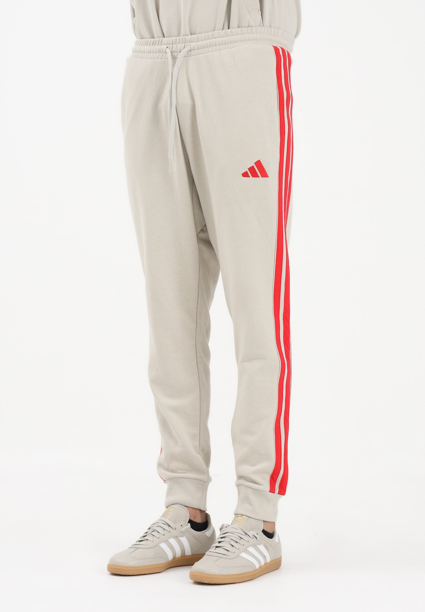 ADIDAS PERFORMANCE Pantalone sportivo Ess 3-Stripes French Terry beige e rosso da uomo KD4898 . ADIDAS PERFORMANCE