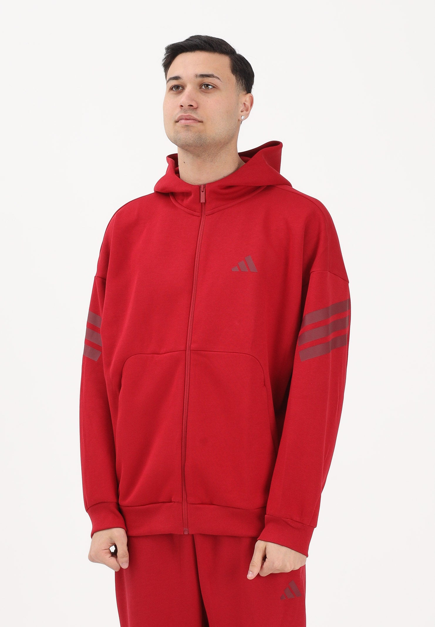 ADIDAS PERFORMANCE Felpa con zip Future Icons 3-Stripes Woven rossa da uomo KD5233 . ADIDAS PERFORMANCE