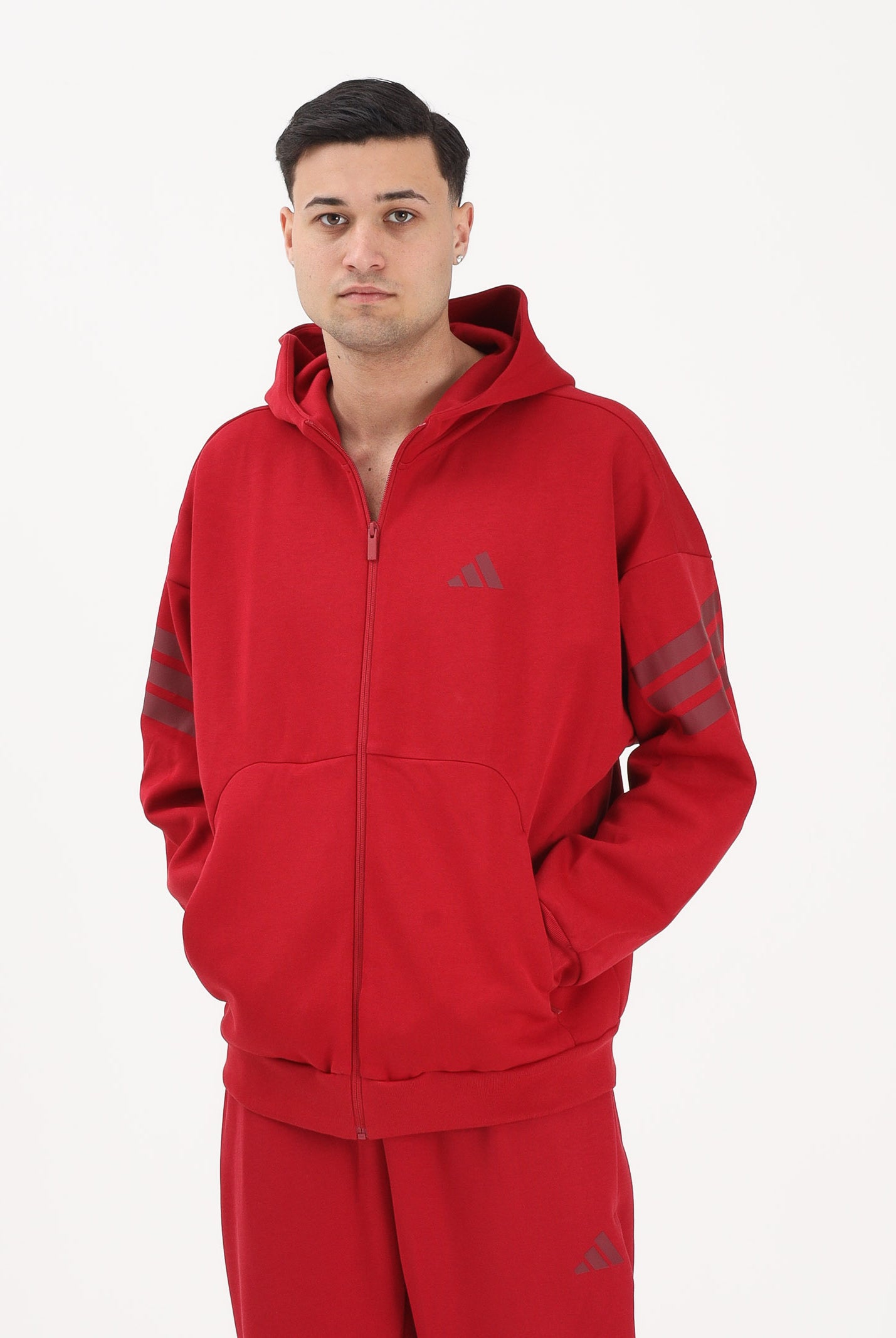 ADIDAS PERFORMANCE Felpa con zip Future Icons 3-Stripes Woven rossa da uomo KD5233 . ADIDAS PERFORMANCE