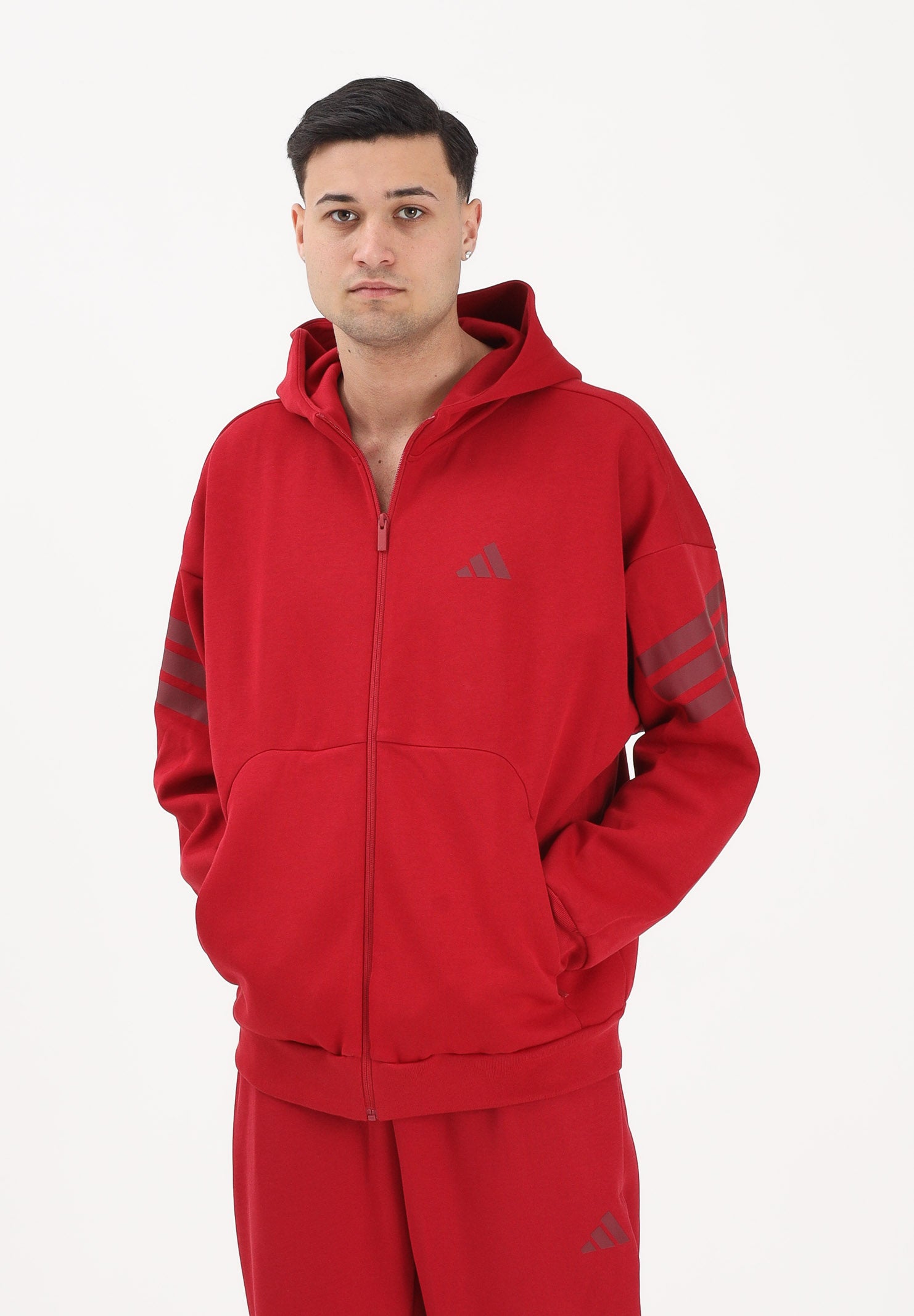 ADIDAS PERFORMANCE Felpa con zip Future Icons 3-Stripes Woven rossa da uomo KD5233 . ADIDAS PERFORMANCE