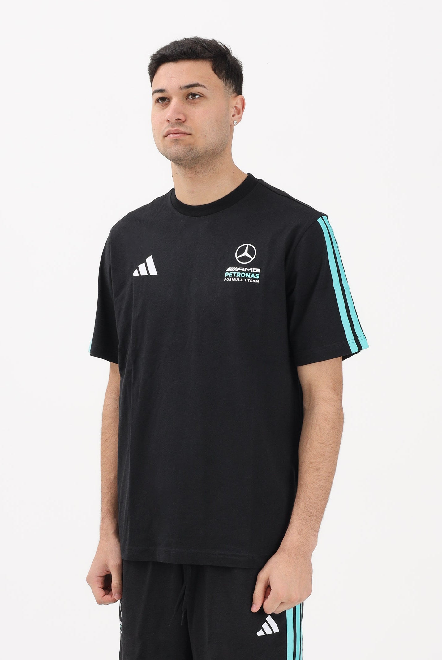 ADIDAS PERFORMANCE T-shirt a manica corta MERCEDES-AMG PETRONAS FORMULA 1 TEAM DNA nera da uomo KE8161 . ADIDAS PERFORMANCE