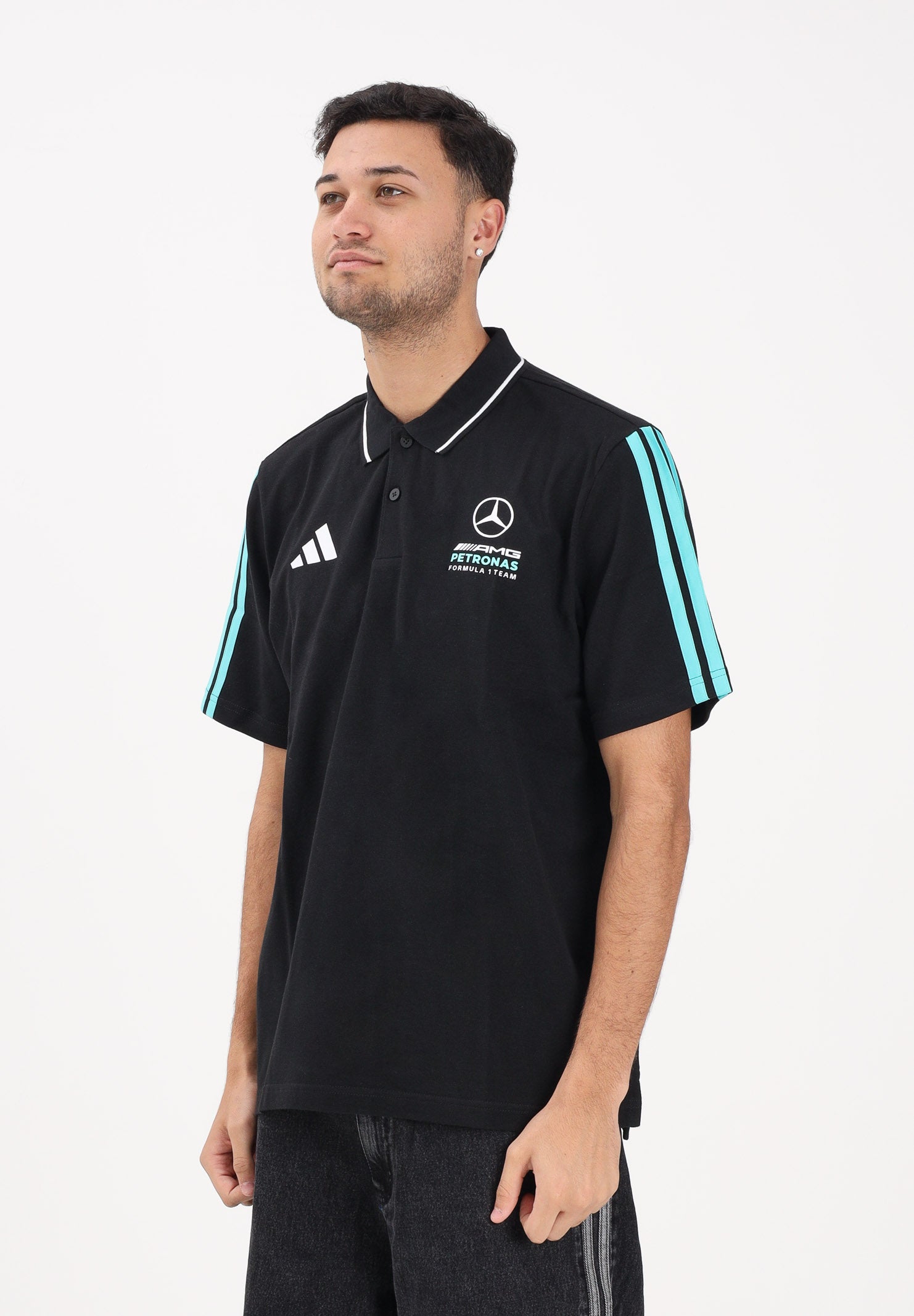 ADIDAS PERFORMANCE Polo a manica corta Mercedes - AMG Petronas Formula 1 Team DNA nera da uomo KE8165 . ADIDAS PERFORMANCE