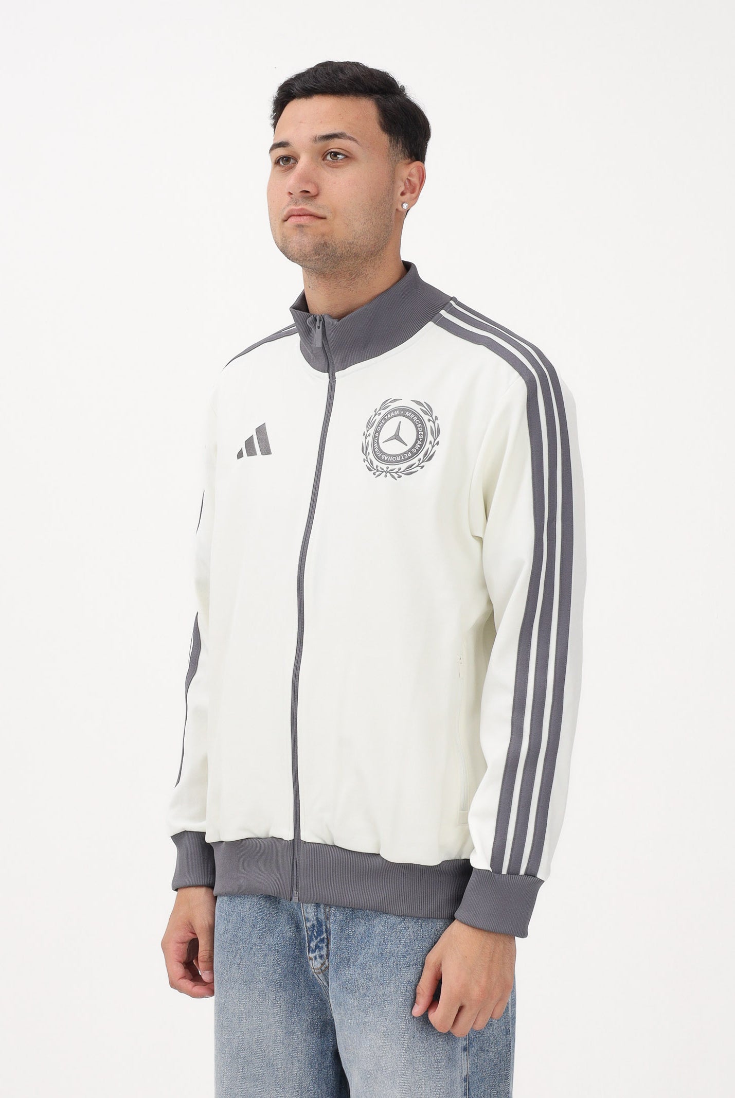 ADIDAS PERFORMANCE Felpa con zip MERCEDES - AMG PETRONAS FORMULA 1 TEAM Silver Arrows Icon panna e grigia da uomo KE8270 . ADIDAS PERFORMANCE
