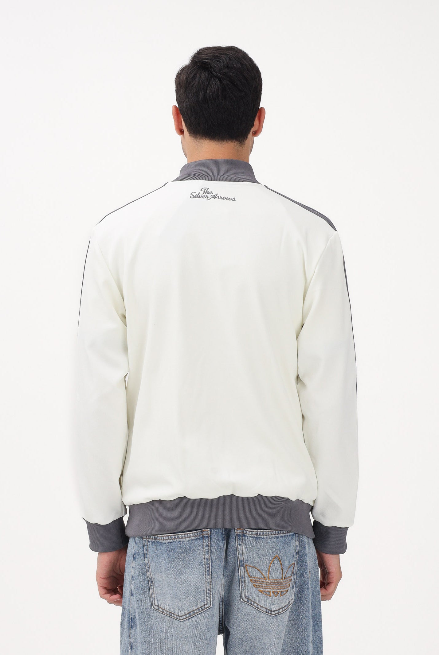ADIDAS PERFORMANCE Felpa con zip MERCEDES - AMG PETRONAS FORMULA 1 TEAM Silver Arrows Icon panna e grigia da uomo KE8270 . ADIDAS PERFORMANCE