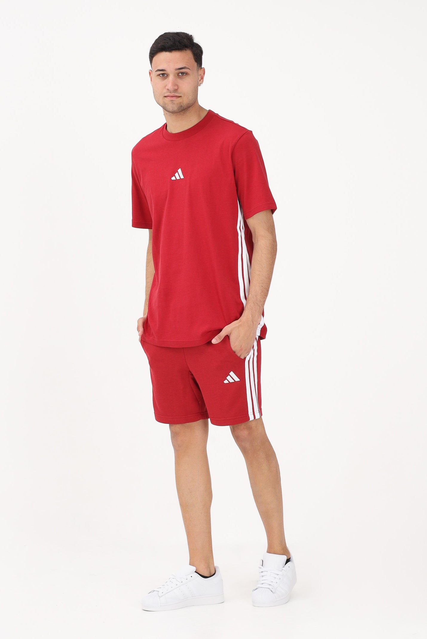 ADIDAS PERFORMANCE Shorts sportivo Essentials 3-Stripes French Terry rosso da uomo KR2700 . ADIDAS PERFORMANCE
