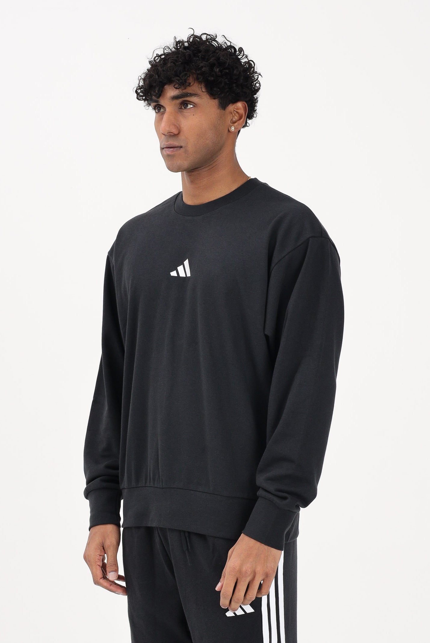 ADIDAS PERFORMANCE Felpa girocollo Essentials Feel Cozy nera da uomo JE3837 . ADIDAS PERFORMANCE