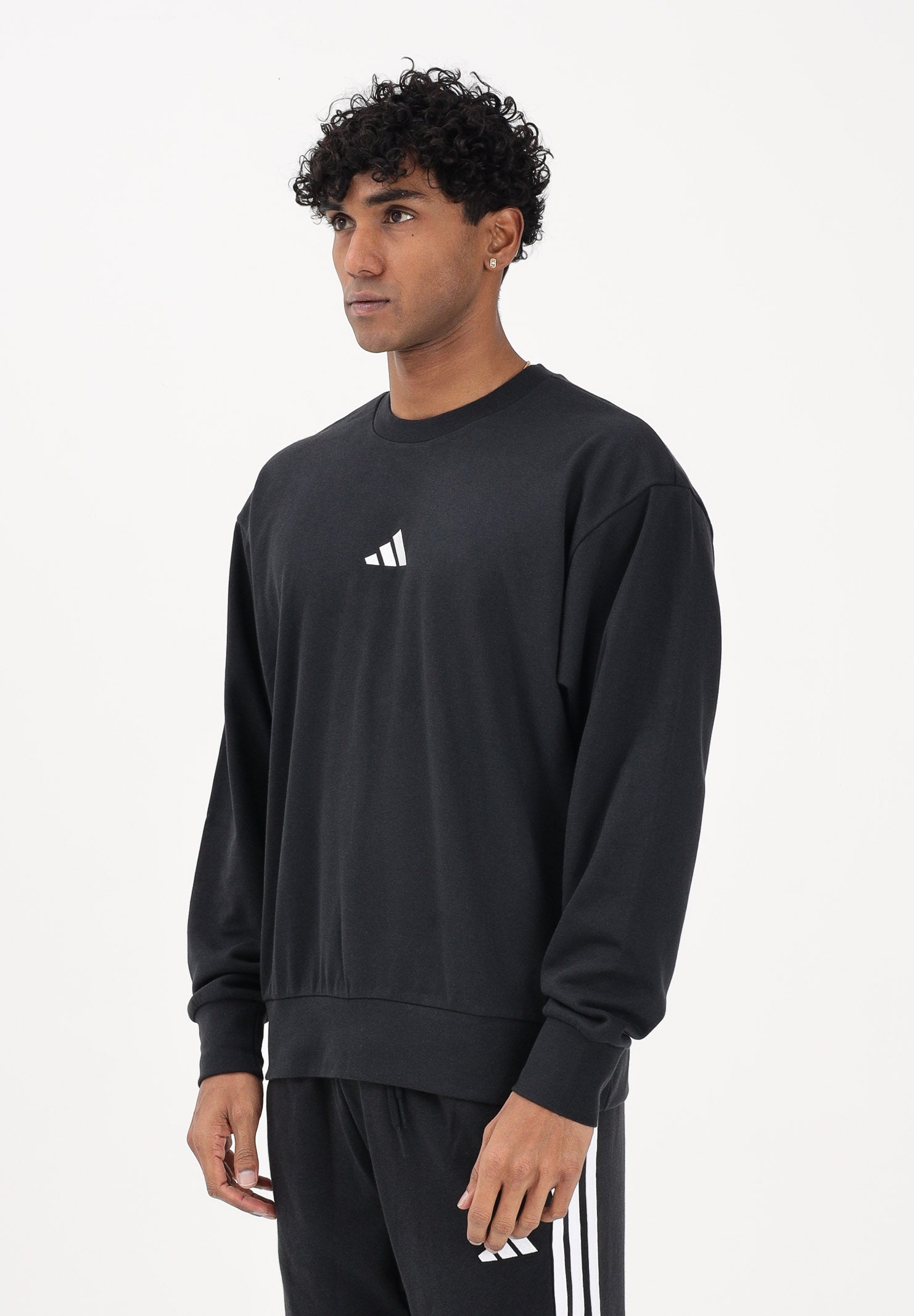 ADIDAS PERFORMANCE Felpa girocollo Essentials Feel Cozy nera da uomo JE3837 . ADIDAS PERFORMANCE