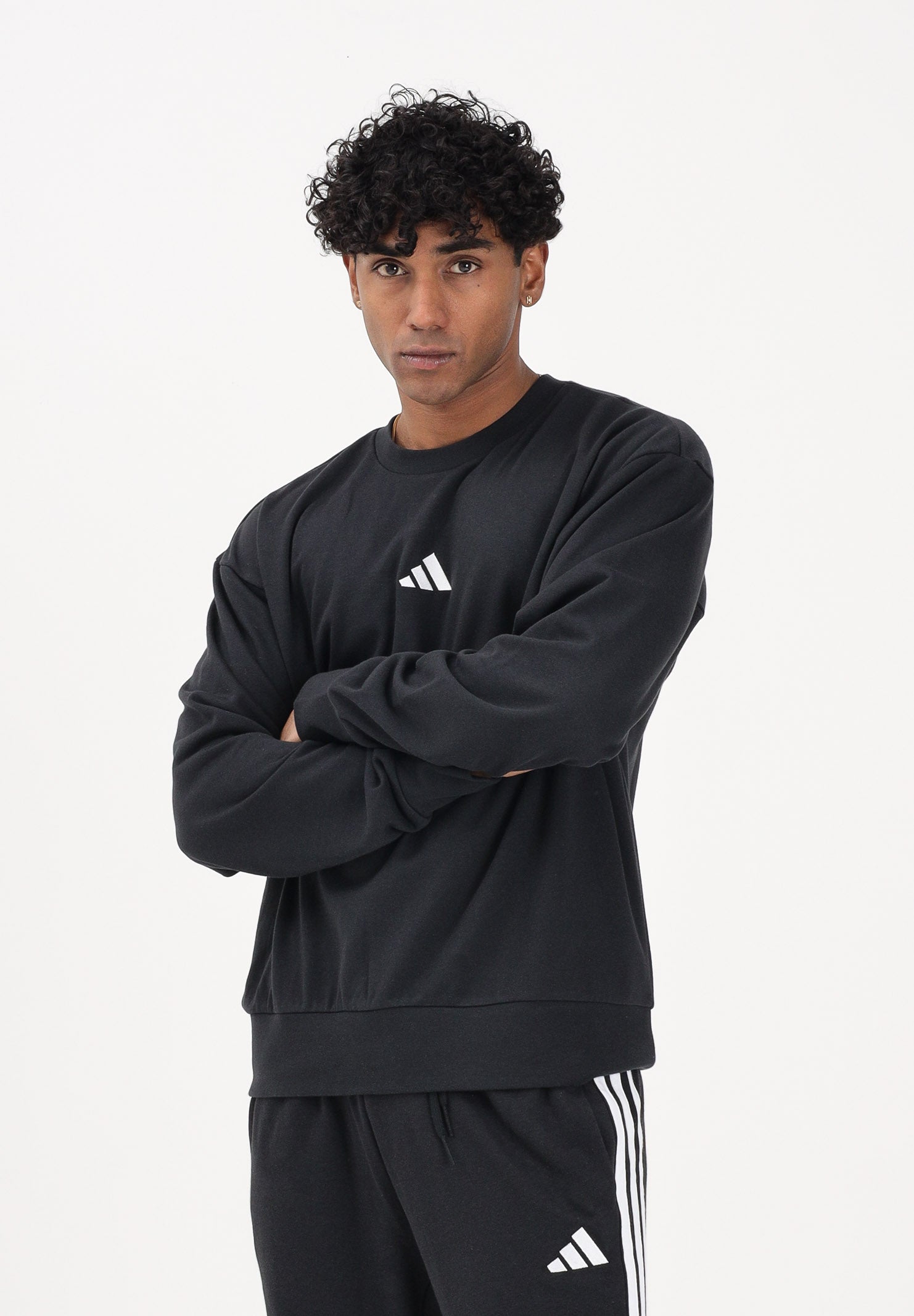 ADIDAS PERFORMANCE Felpa girocollo Essentials Feel Cozy nera da uomo JE3837 . ADIDAS PERFORMANCE
