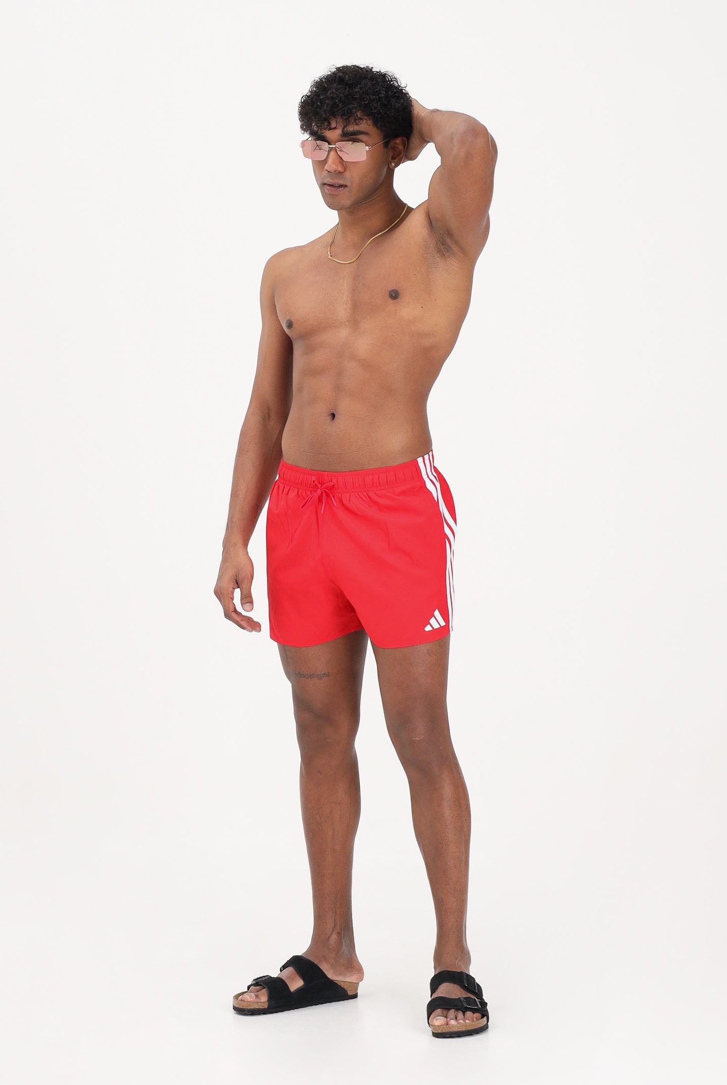 ADIDAS PERFORMANCE Shorts mare 3-Stripes rosso da uomo JX5023 . ADIDAS PERFORMANCE