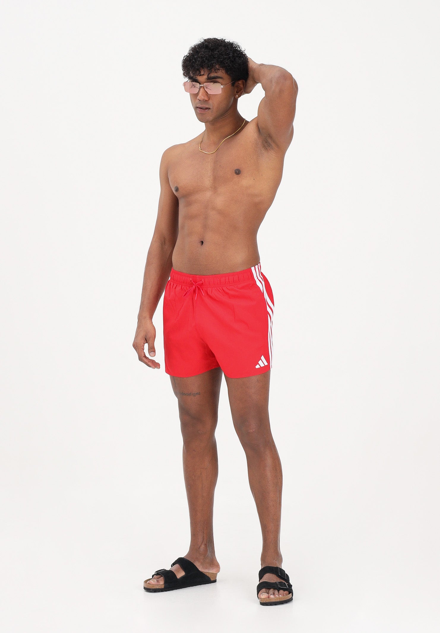 ADIDAS PERFORMANCE Shorts mare 3-Stripes rosso da uomo JX5023 . ADIDAS PERFORMANCE
