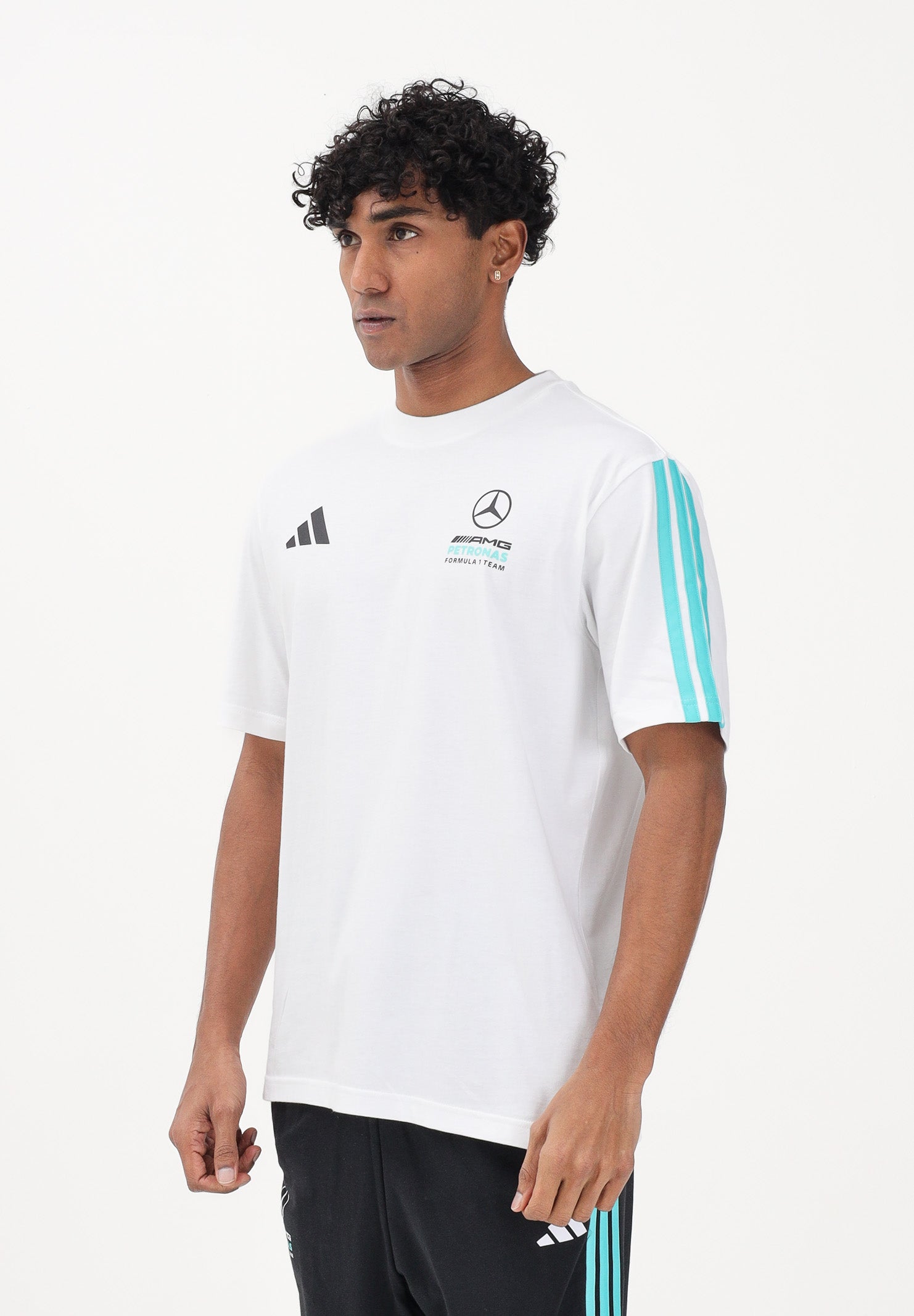ADIDAS PERFORMANCE T-shirt a manica corta TEAM DNA MERCEDES - AMG PETRONAS FORMULA 1 bianca da uomo KE8162 . ADIDAS PERFORMANCE