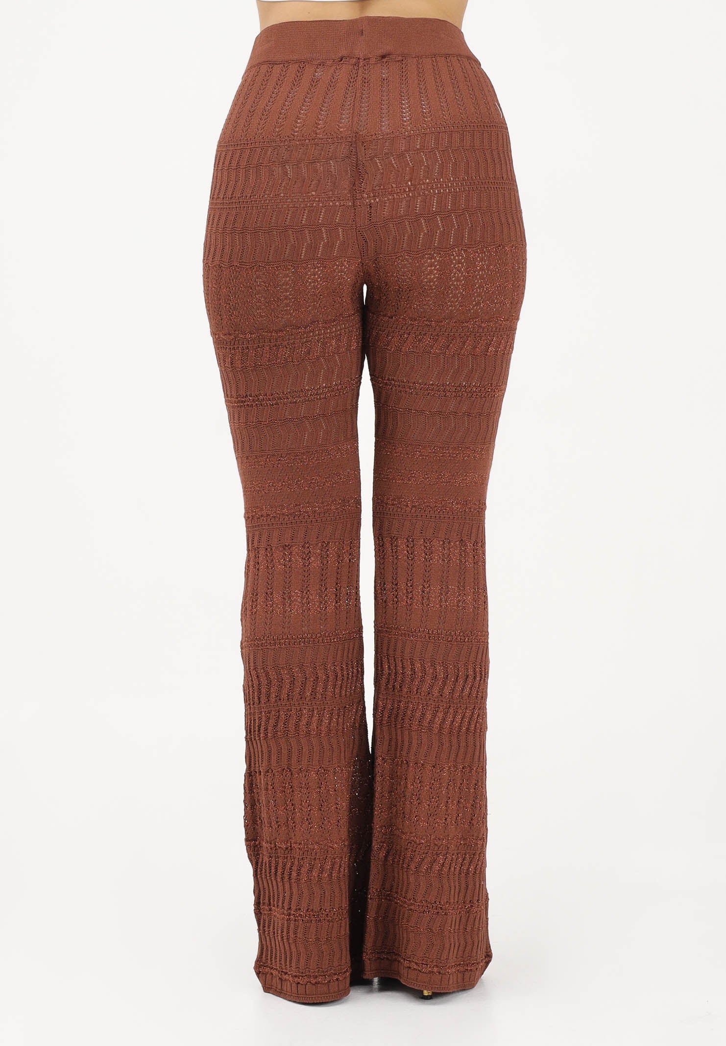 AKEP Pantalone marrone da donna in maglia lavorata PTKD13211 V2 AKEP