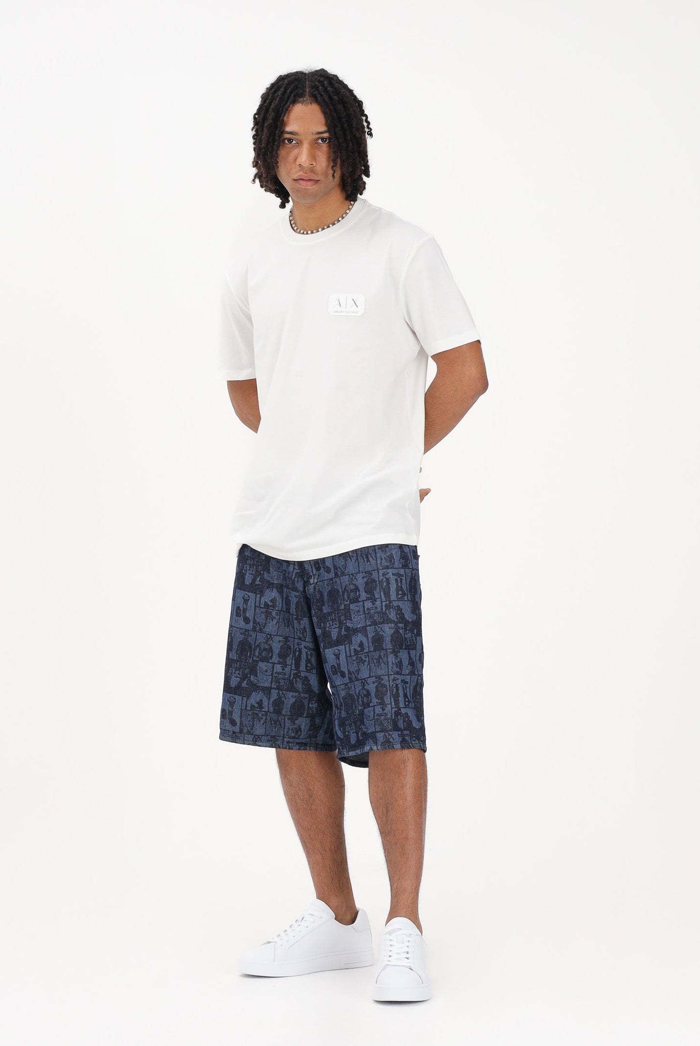 ARMANI EXCHANGE Shorts in denim blu da uomo con stampa grafica XM000658AF24509 FB416 ARMANI EXCHANGE