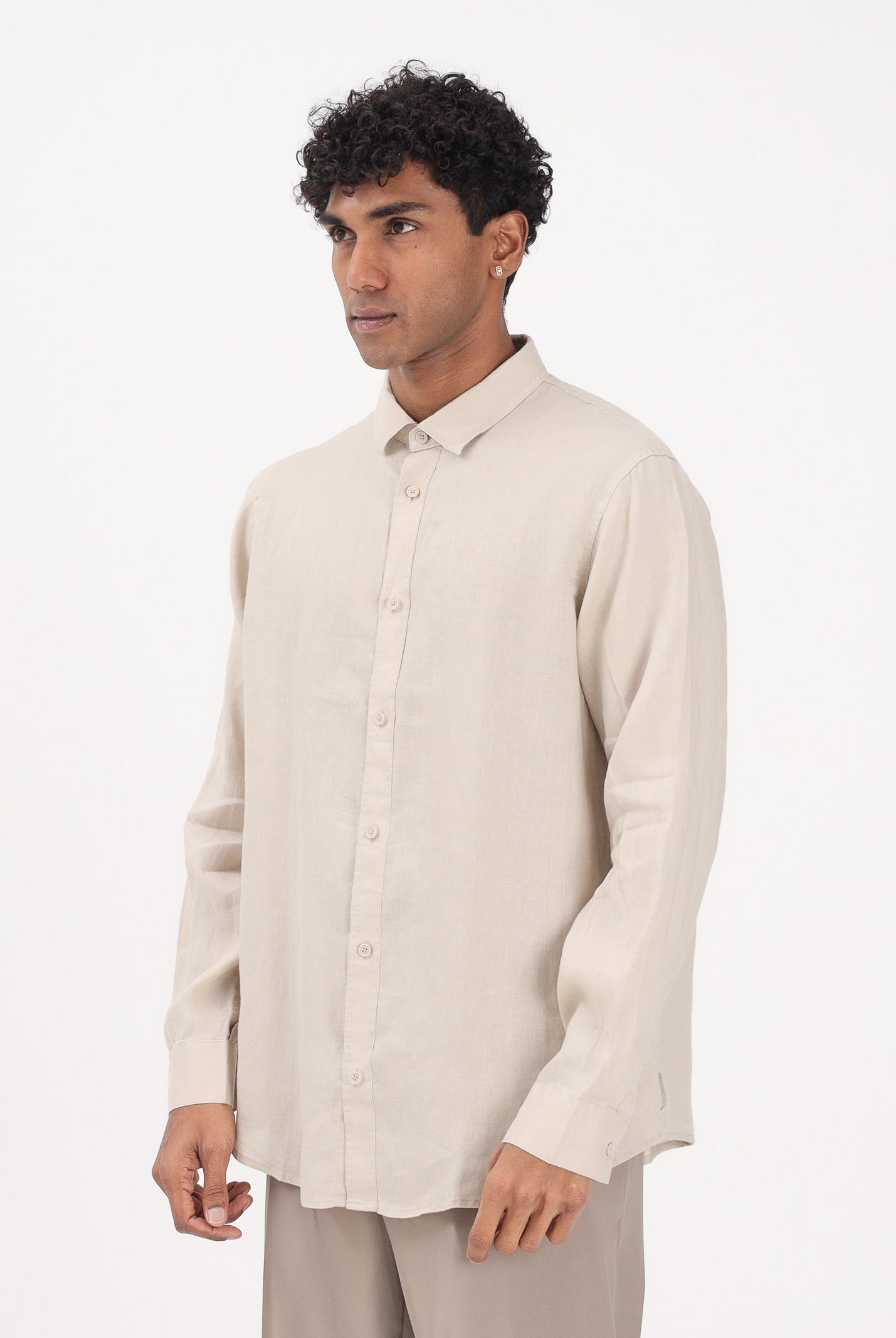 ARMANI EXCHANGE Camicia a manica lunga beige da uomo in lino XM001221AF14619 U1102 ARMANI EXCHANGE