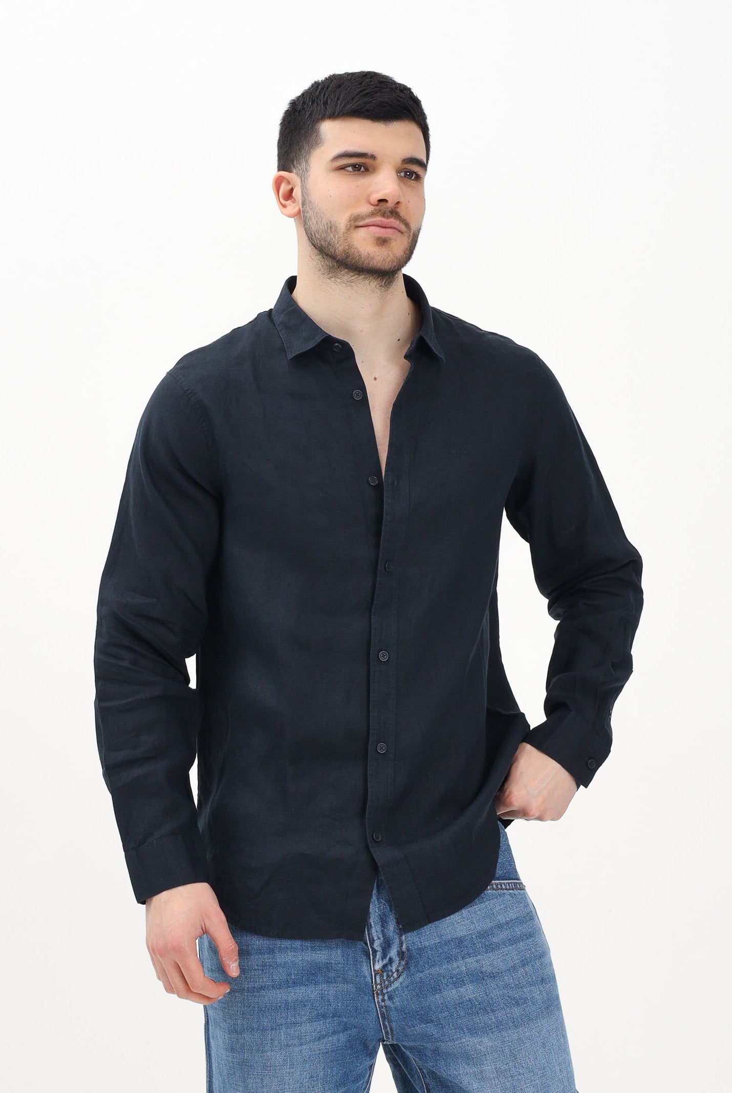 ARMANI EXCHANGE Camicia a manica lunga blu da uomo XM001221AF14619 UB101 ARMANI EXCHANGE